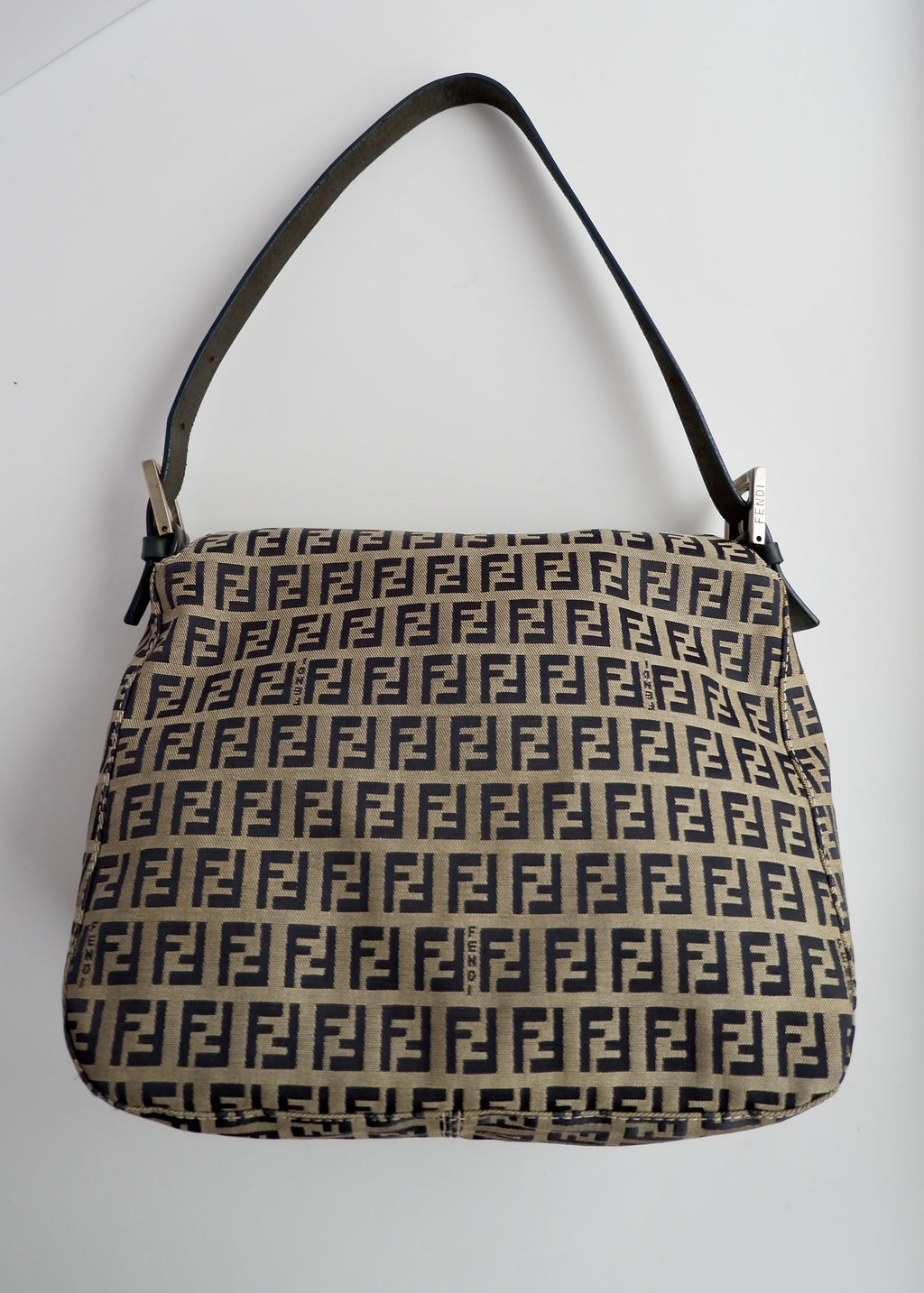Authentic Preowned Fendi Zucchino Mamma Baguette Shoulder Bag