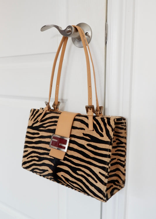 Authentic Preowned Fendi Zebra Print Shoulder Bag