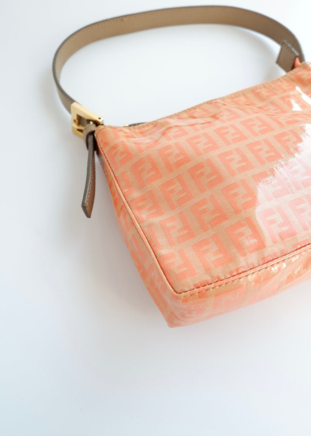 Authentique sac micro bandoulière Fendi Orange Zucchino en toile enduite d'occasion