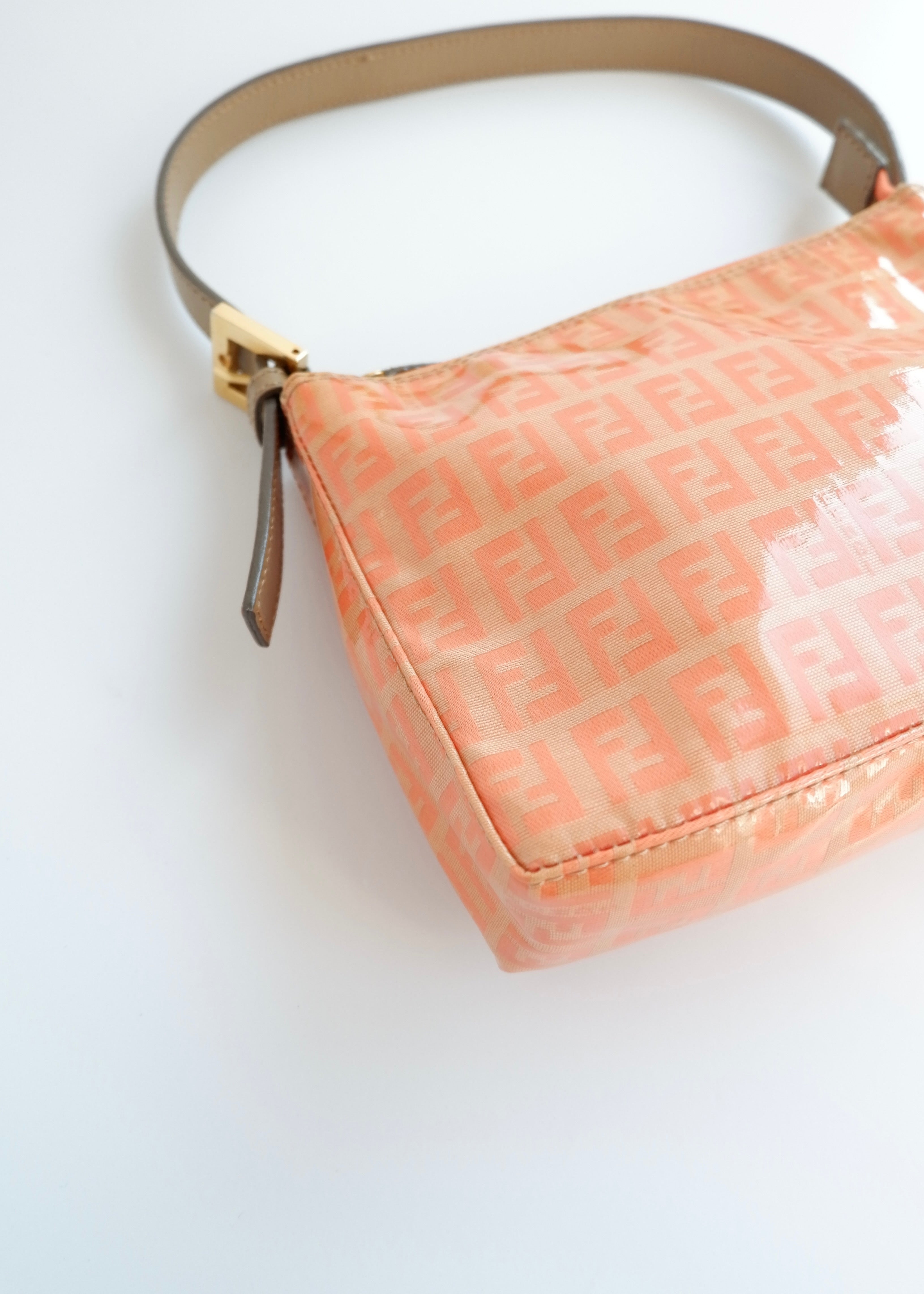Authentique sac micro bandoulière Fendi Orange Zucchino en toile enduite d'occasion