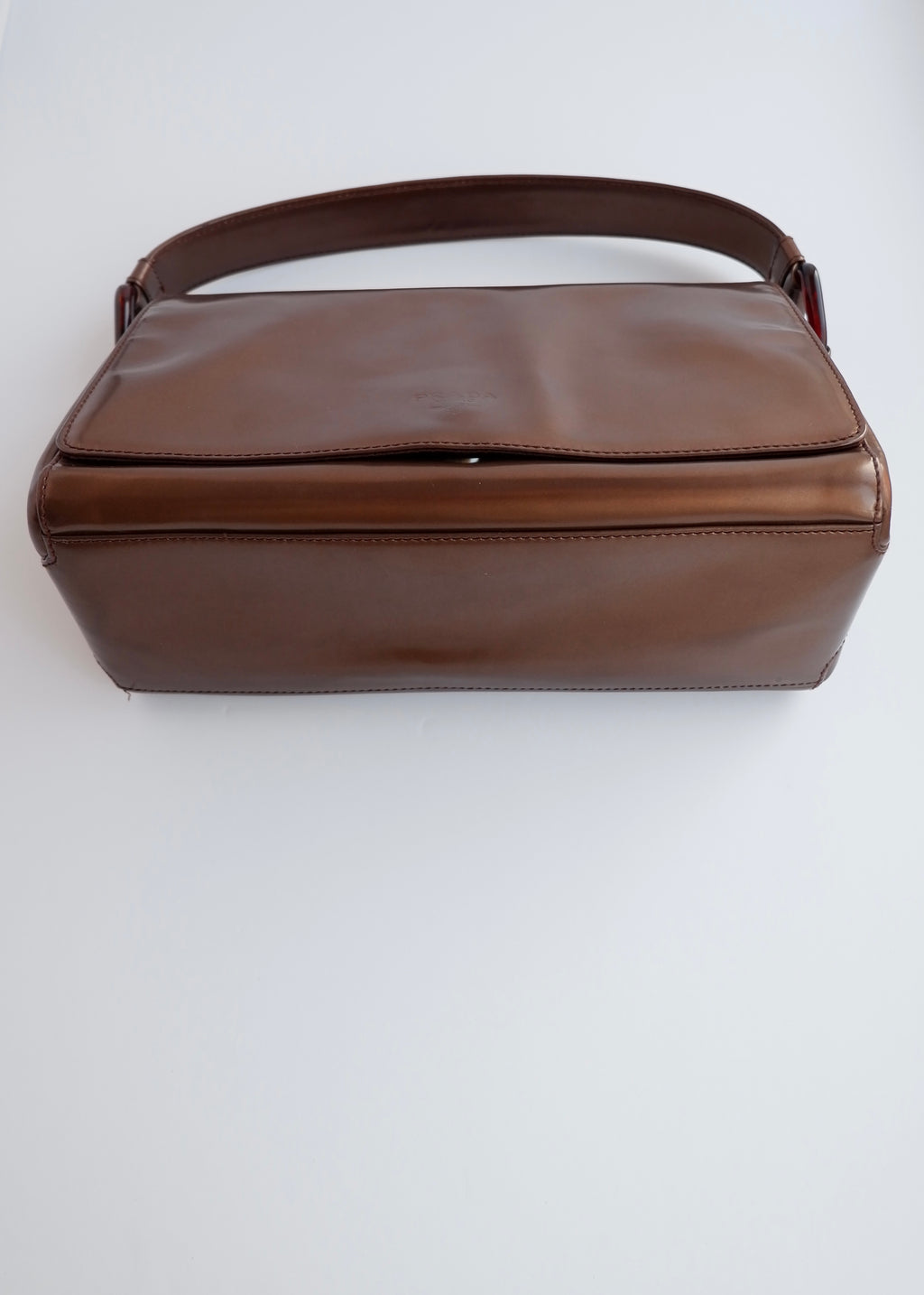 Authentic Preowned Prada Bronze Patent Leather Handbag