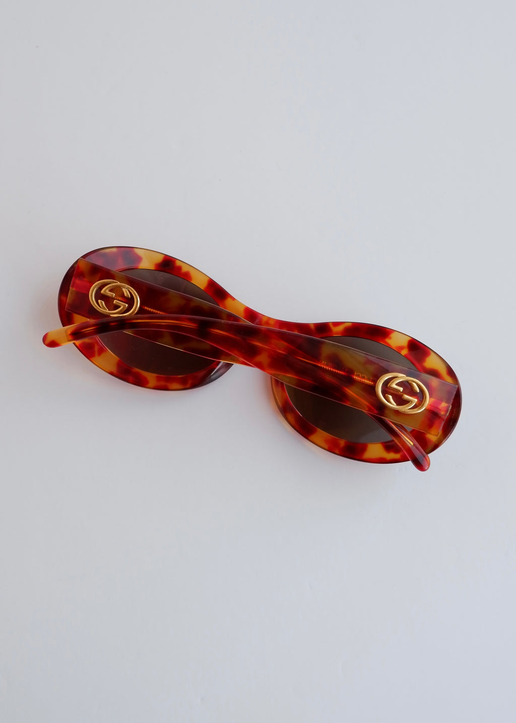 Authentic Preowned Vintage Gucci Brown Tortoise Round Frame Sunglasses
