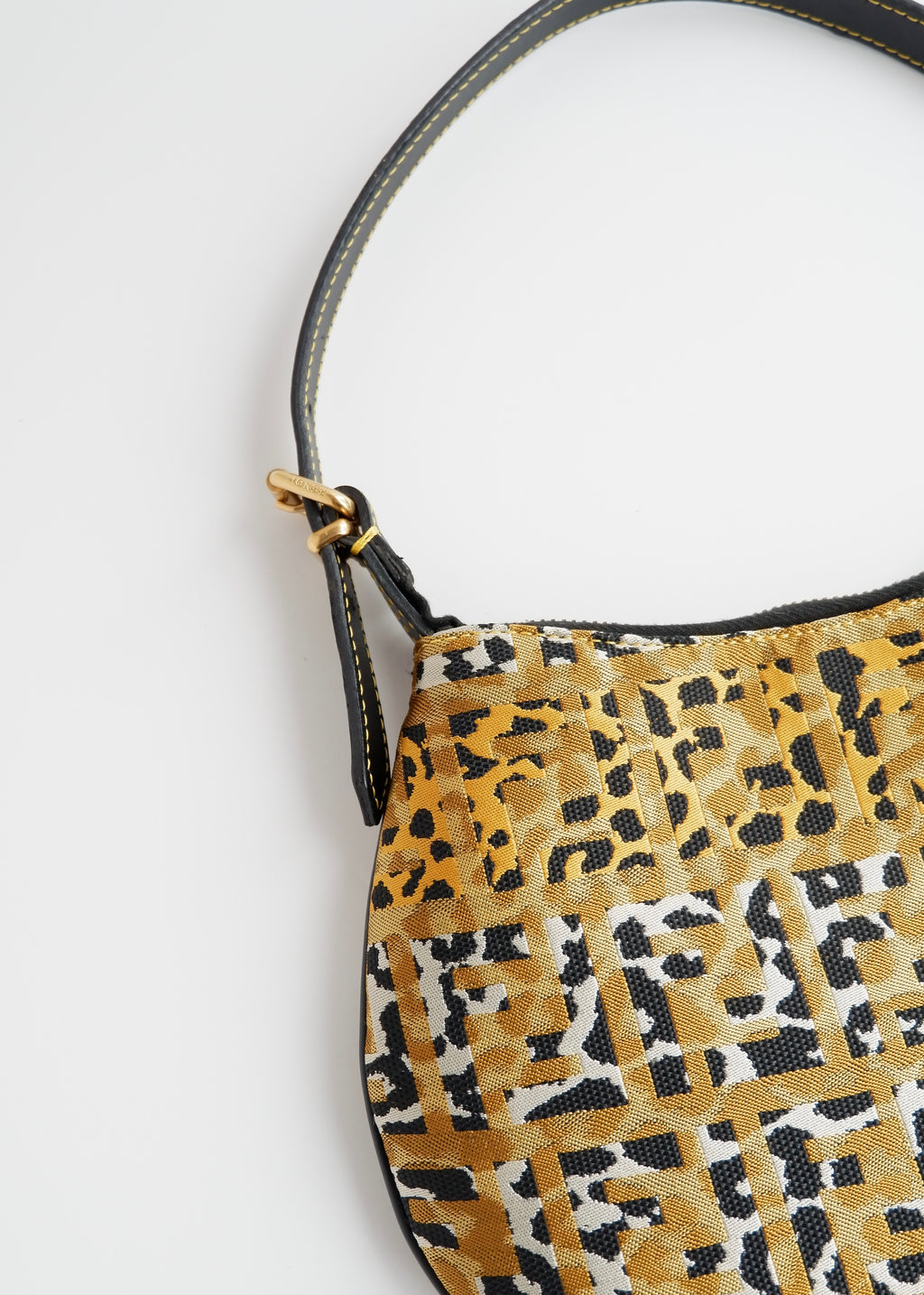 Sac Fendi authentique d'occasion, imprimé animal noir Zucca Oyster