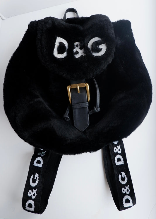 Authentic Preowned D&G Black/White Faux Fur Backpack