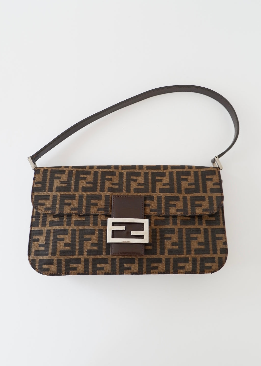 Authentic Preowned Vintage Fendi Brown Zucca Shoulder Bag