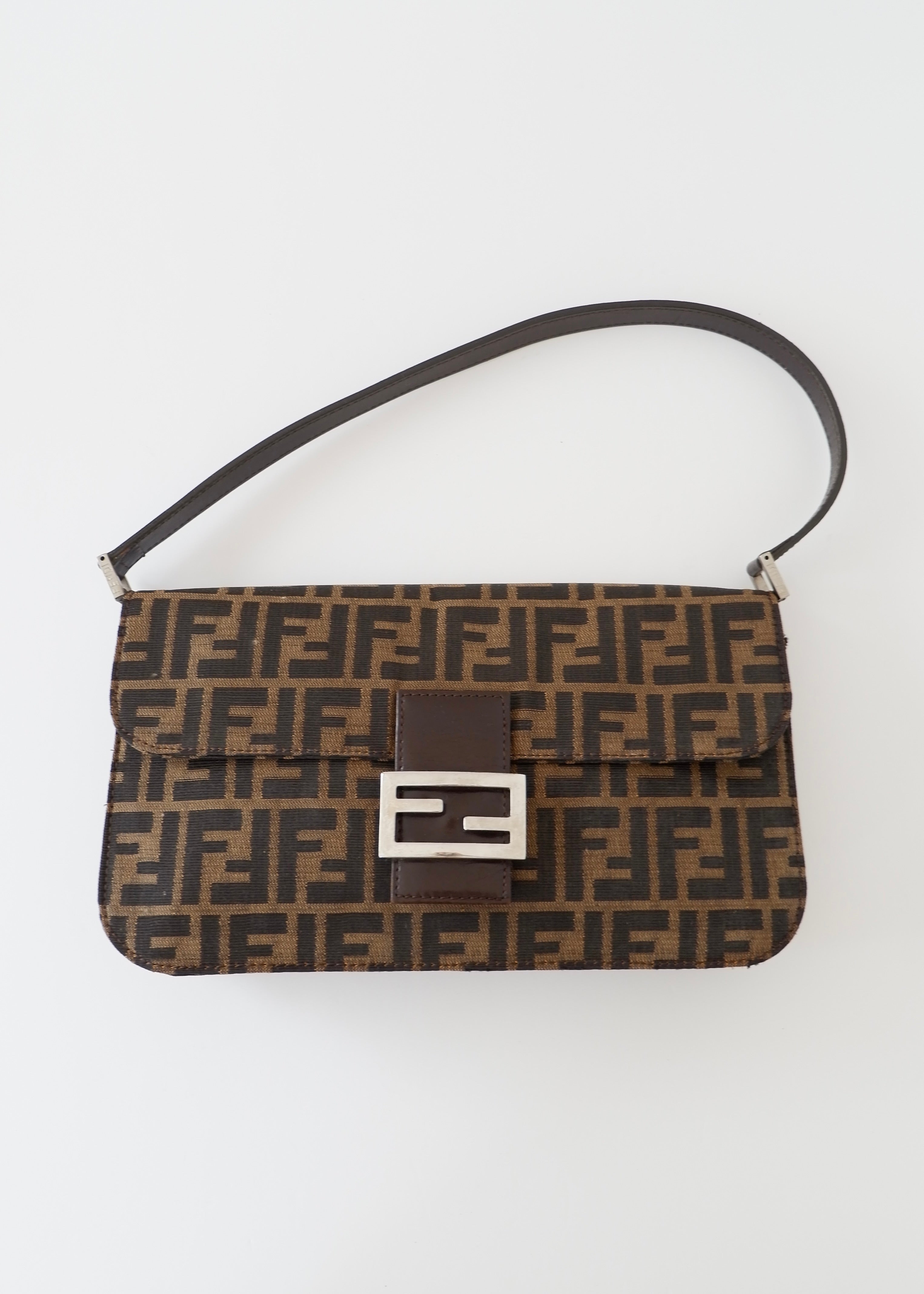Authentic Preowned Vintage Fendi Brown Zucca Shoulder Bag