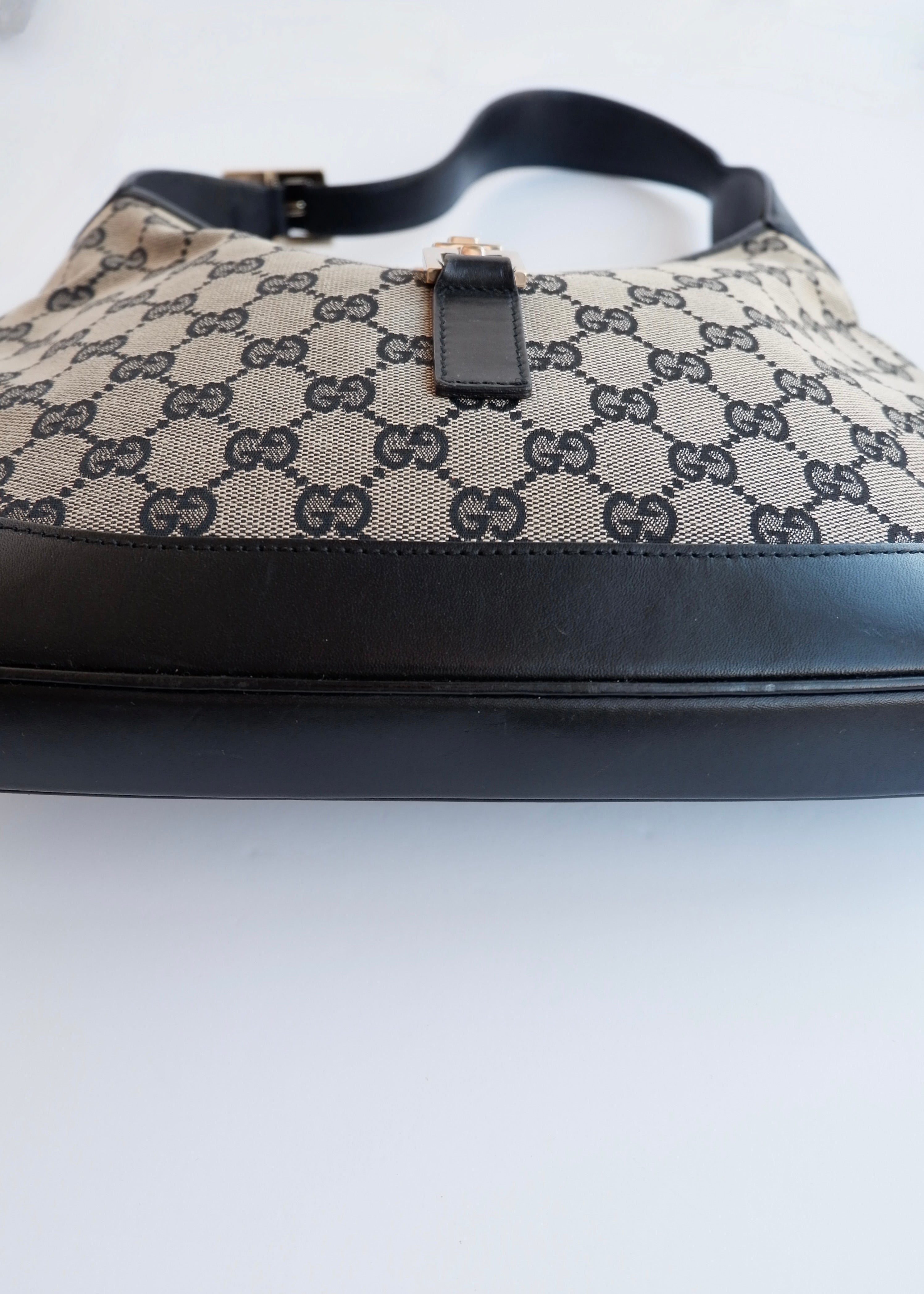 Authentic Preowned Gucci Black GG Canvas Jackie Shoulder Bag
