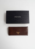 Authentic Preowned Prada Dark Brown Leather Long Wallet