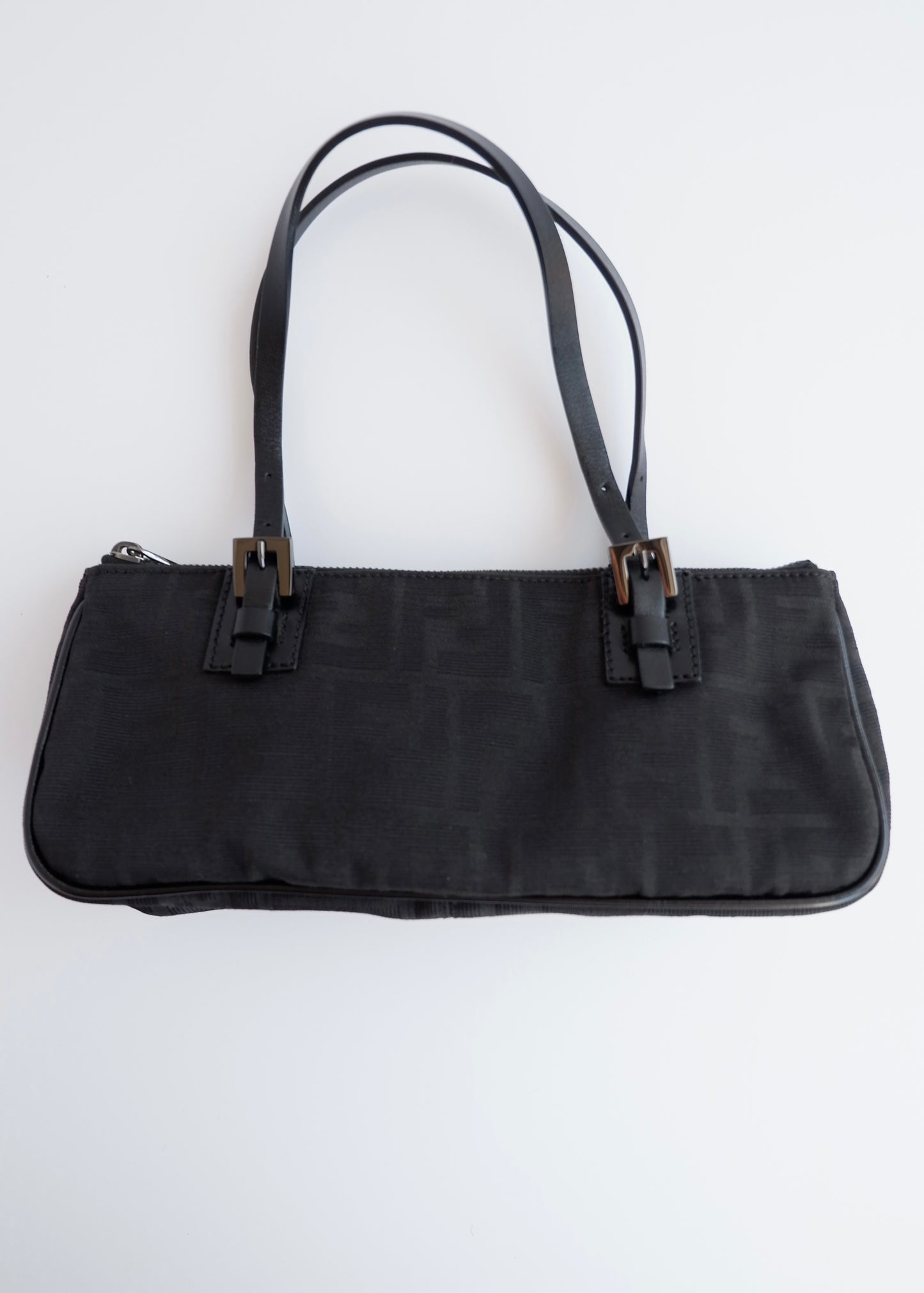Authentic Preowned Fendi Black Zucca Canvas East West Shoulder Bag