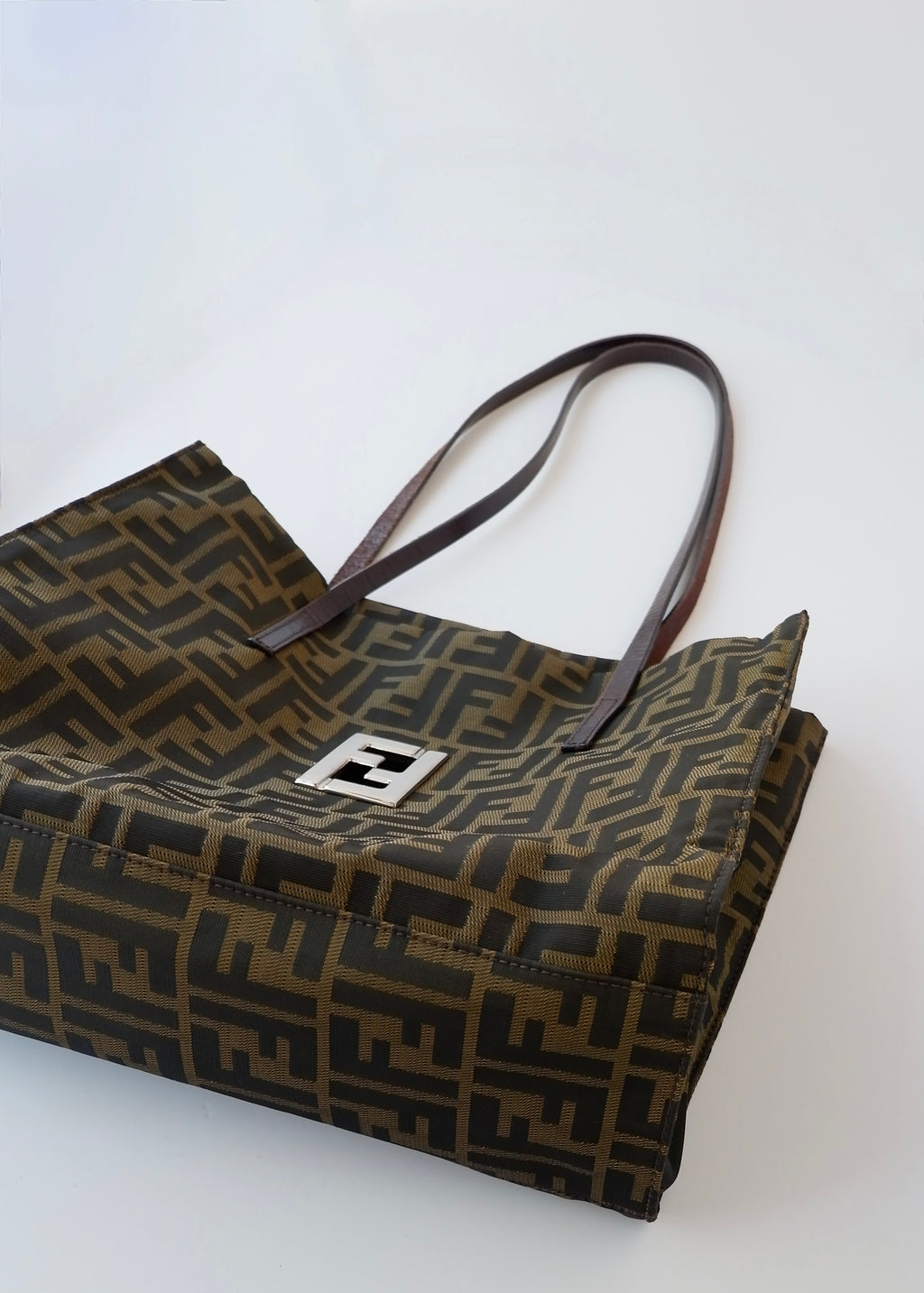 Preowned Vintage Fendi Brown Zucca Canvas Shoulder Tote