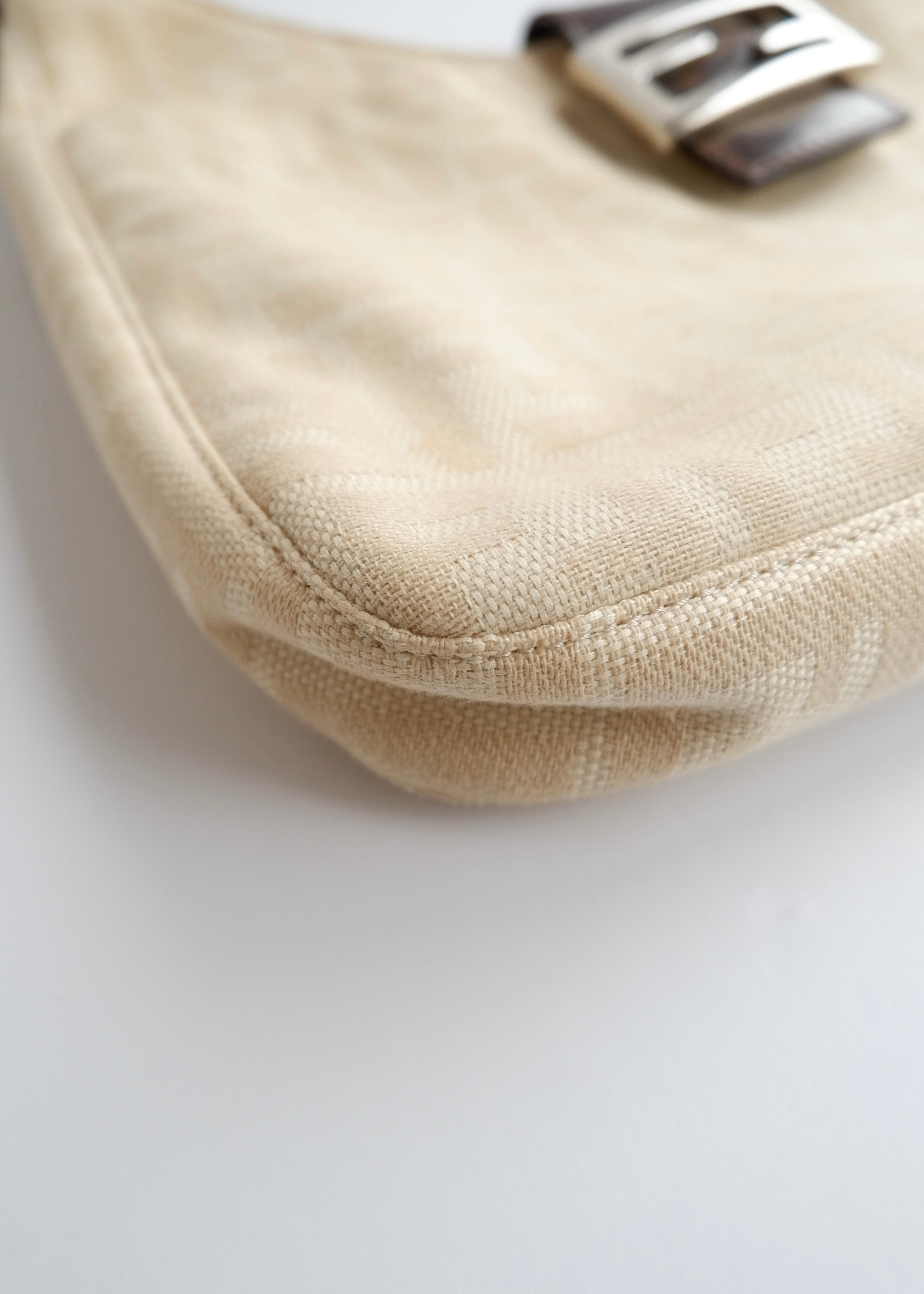 Authentic Preowned Vintage Fendi Ivory Canvas Zucca Shoulder Bag