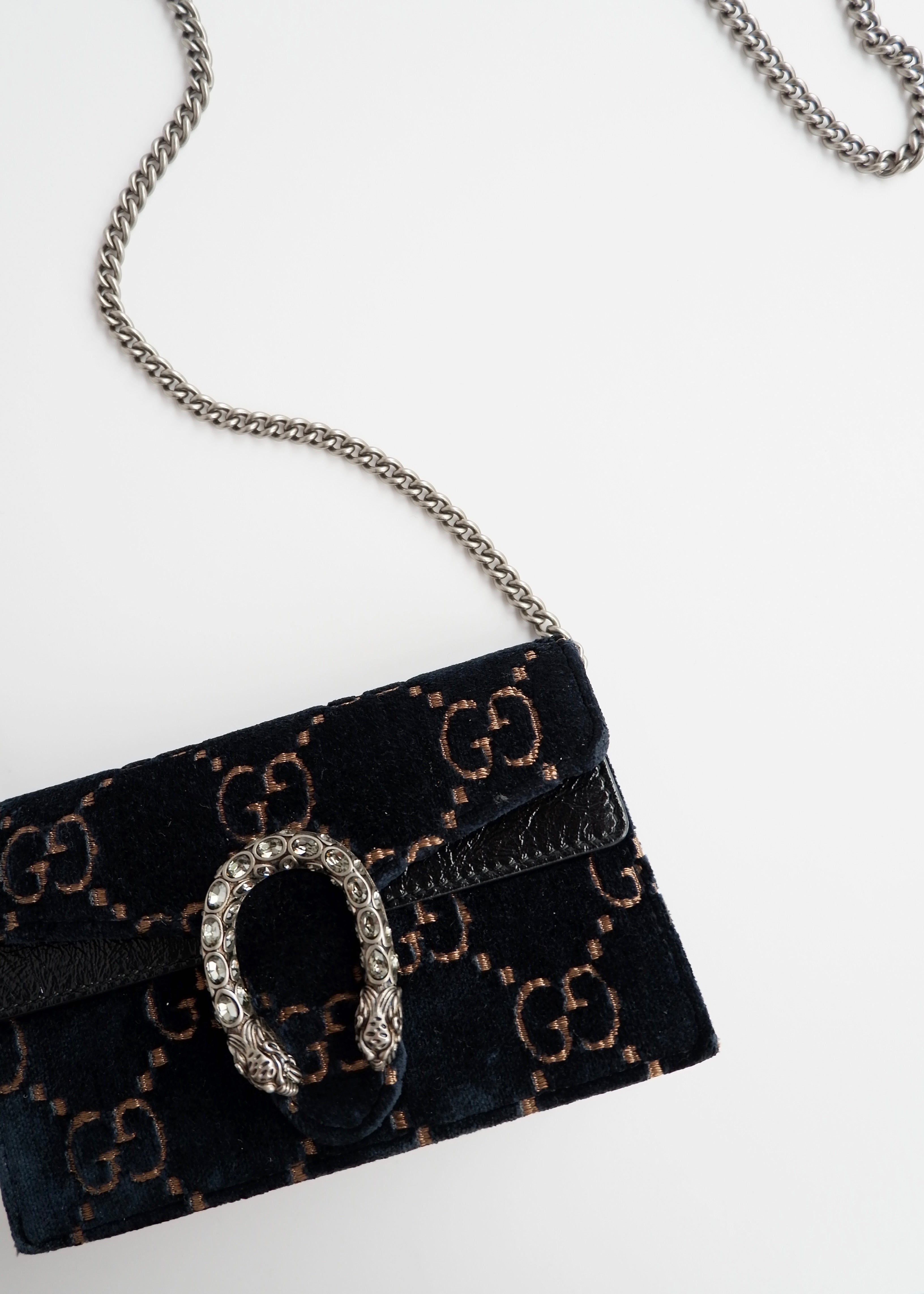 Authentic Preowned Gucci Navy Velvet Super Mini Dionysus Bag