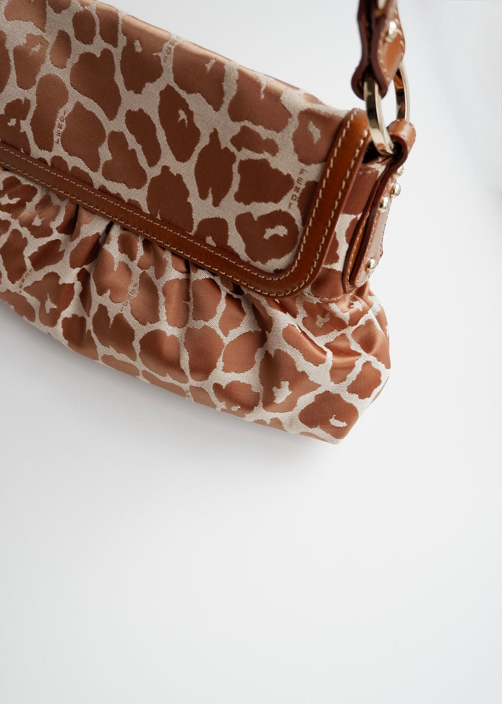 Authentic Preowned Fendi Brown Leopard Fabric Chef Shoulder Bag