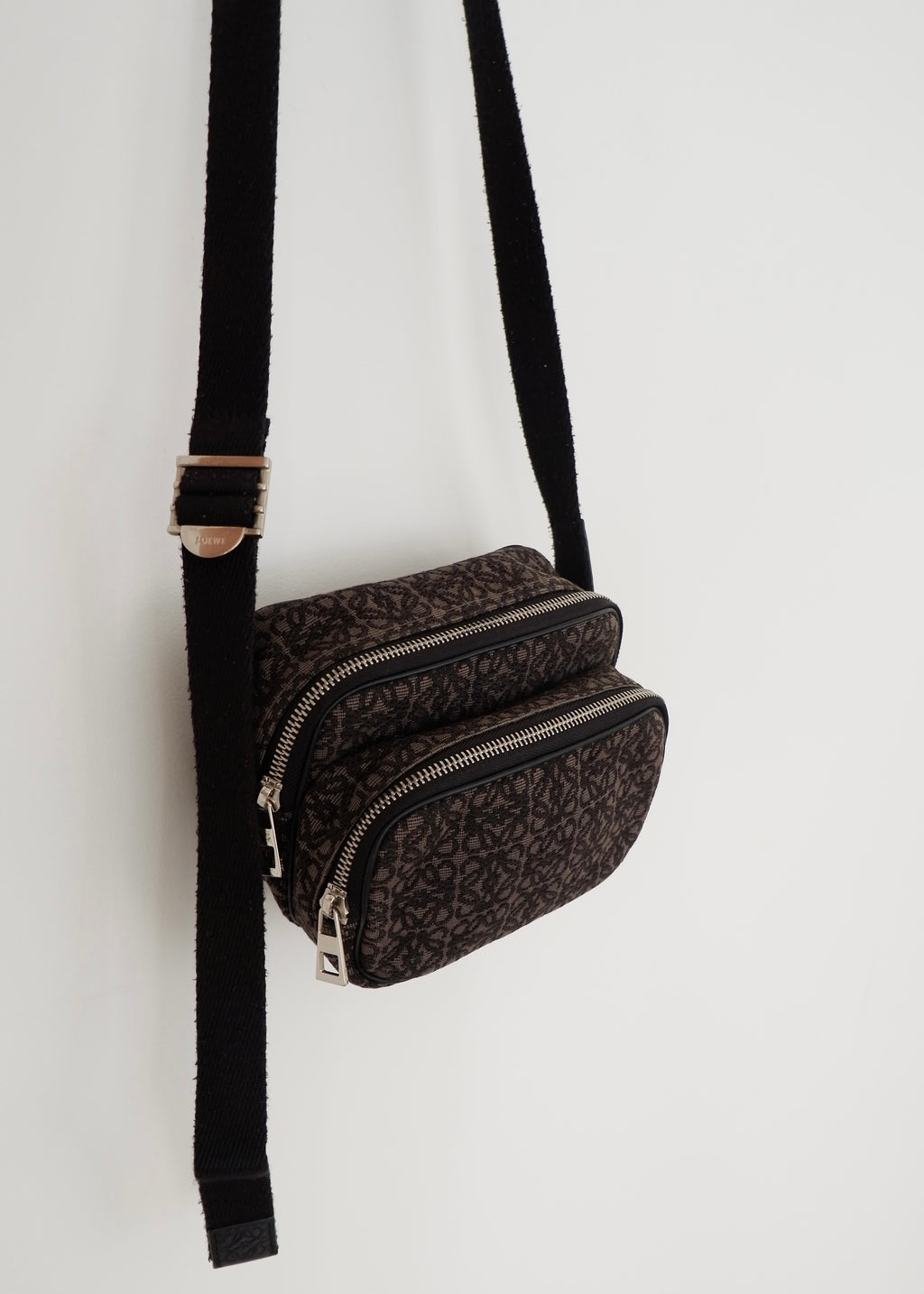 Authentic Preowned Loewe Black Canvas Anagram Crossbody Bag