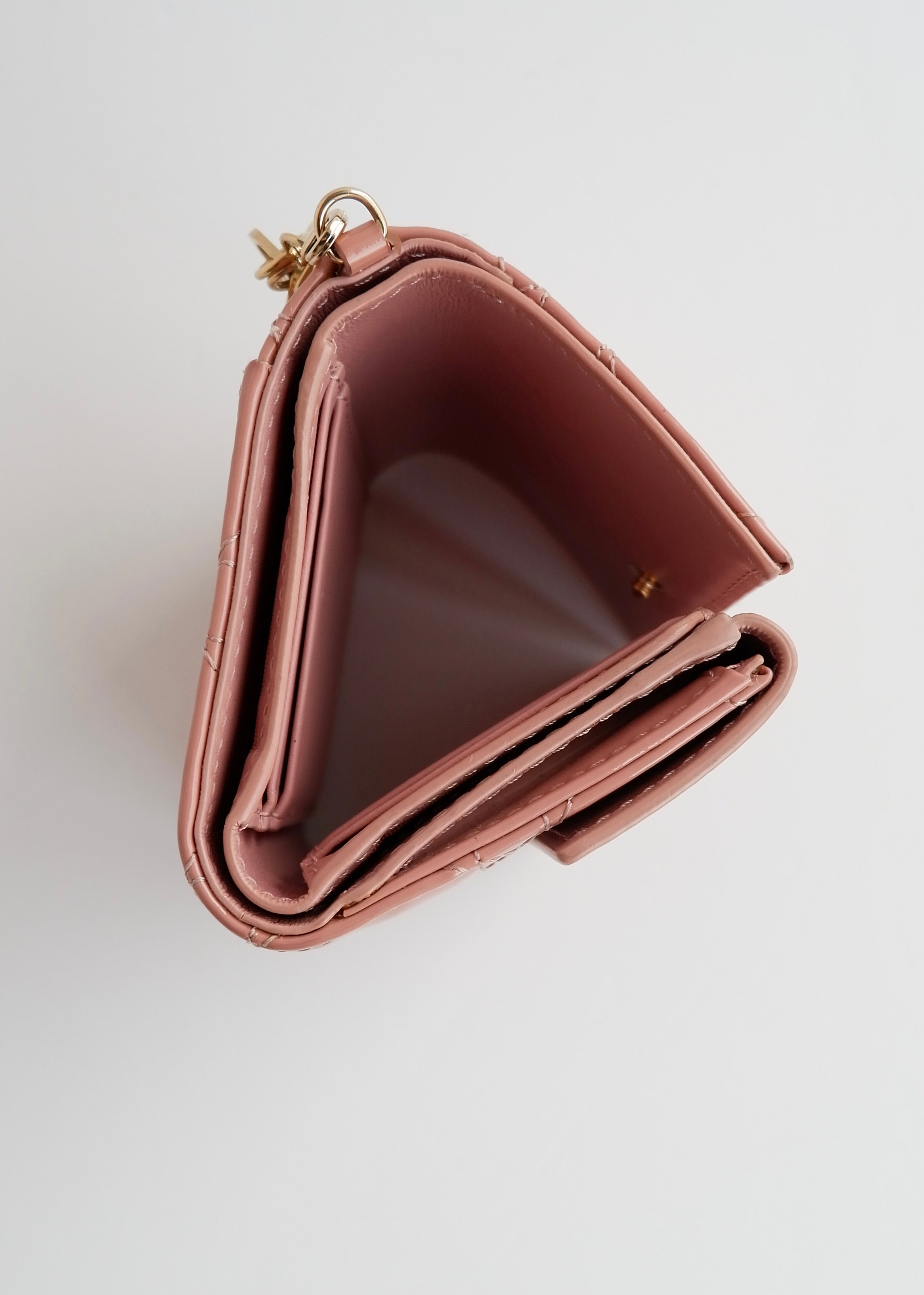 Authentic Preowned Dior Dusty Rose Patent Leather Lotus Wallet