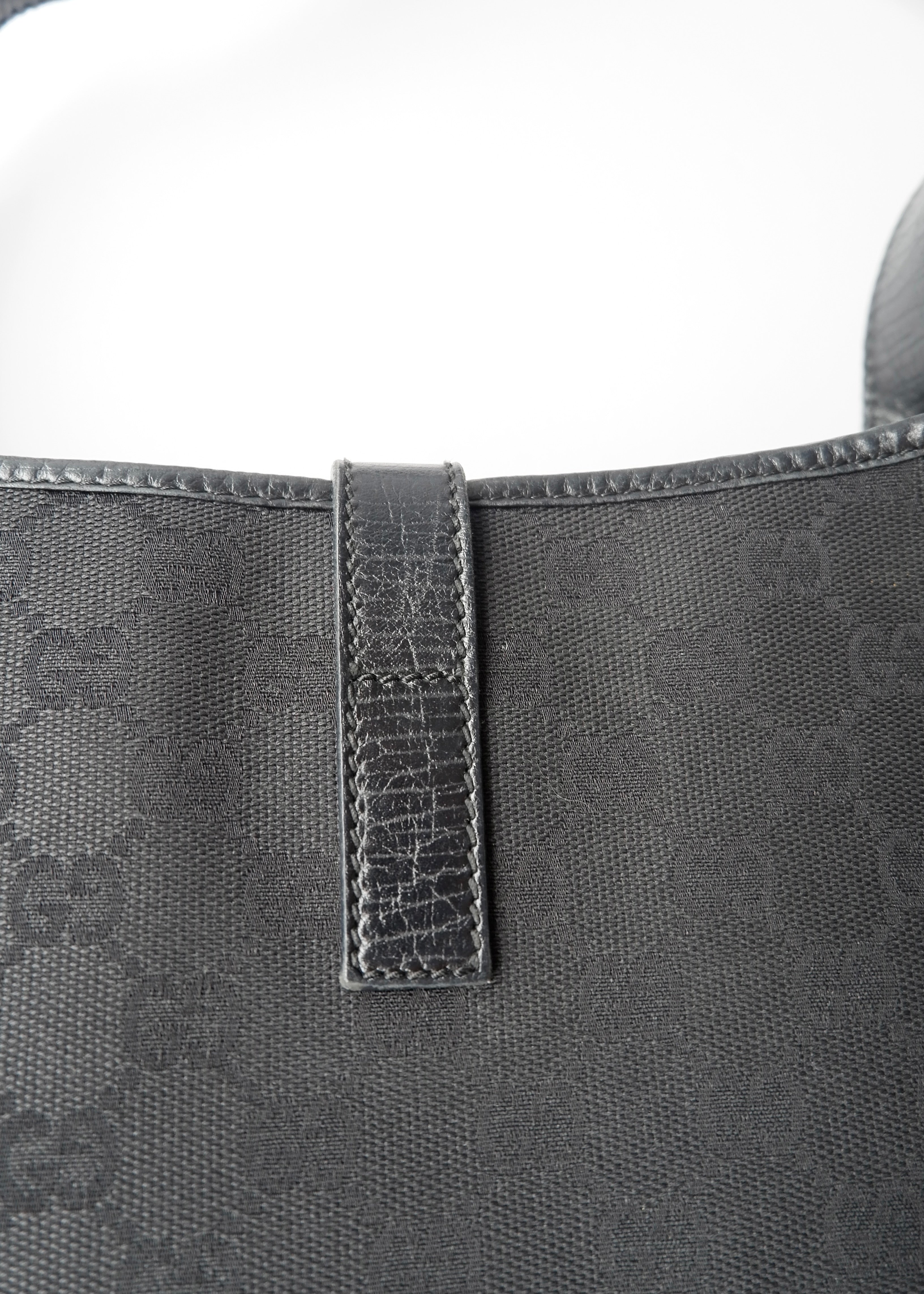 Preowned Gucci Black GG Canvas/ Leather Jackie Shoulder Bag