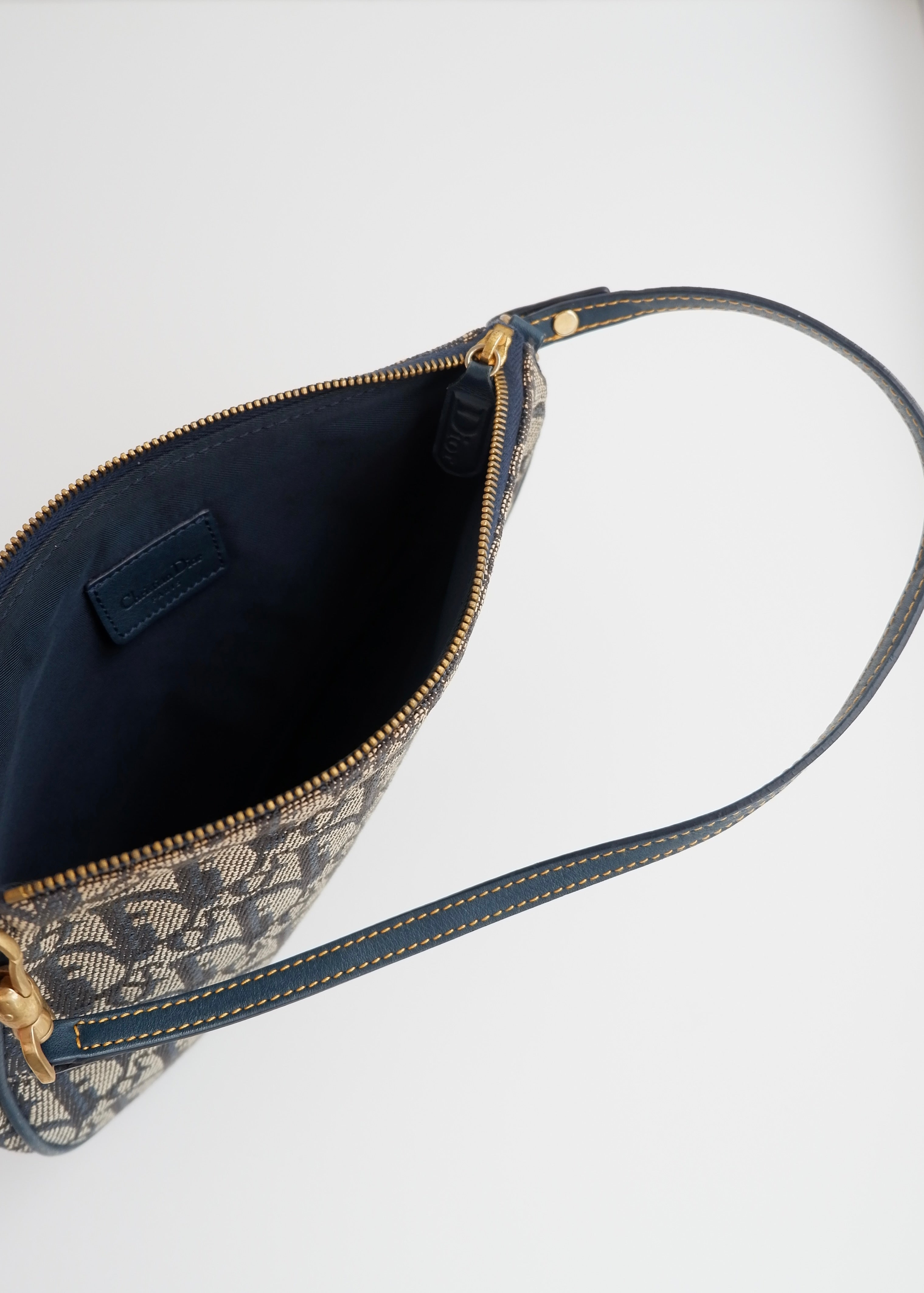 Authentic Preowned Dior Navy Oblique Canvas Saddle Bag