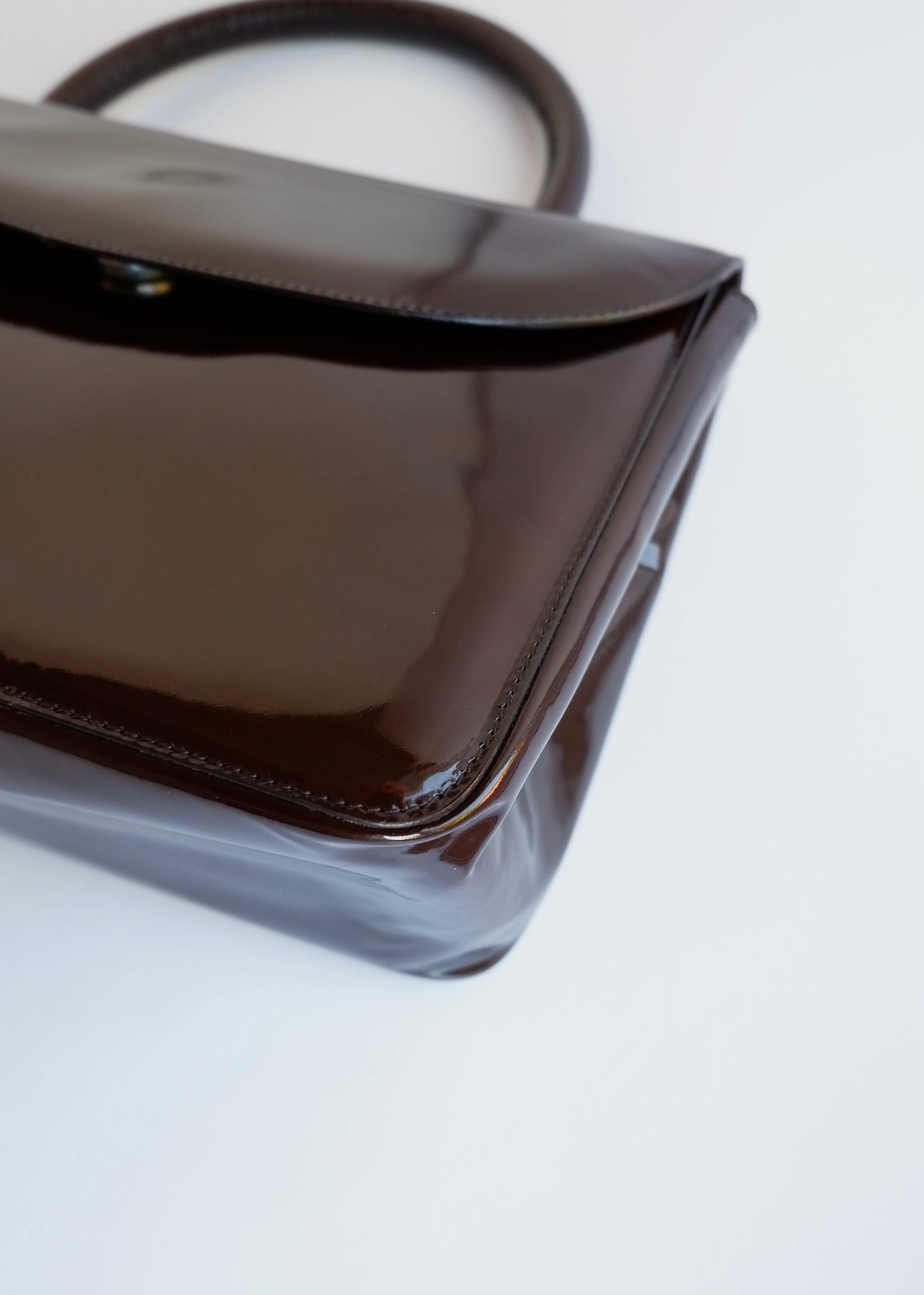 Authentic Preowned Prada Brown Patent Leather Top Handle Bag