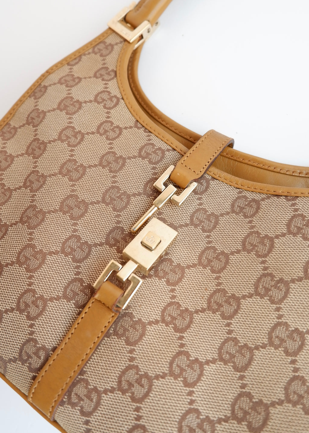 Authentic Preowned Gucci Tan GG Canvas Small Jackie Shoulder Bag