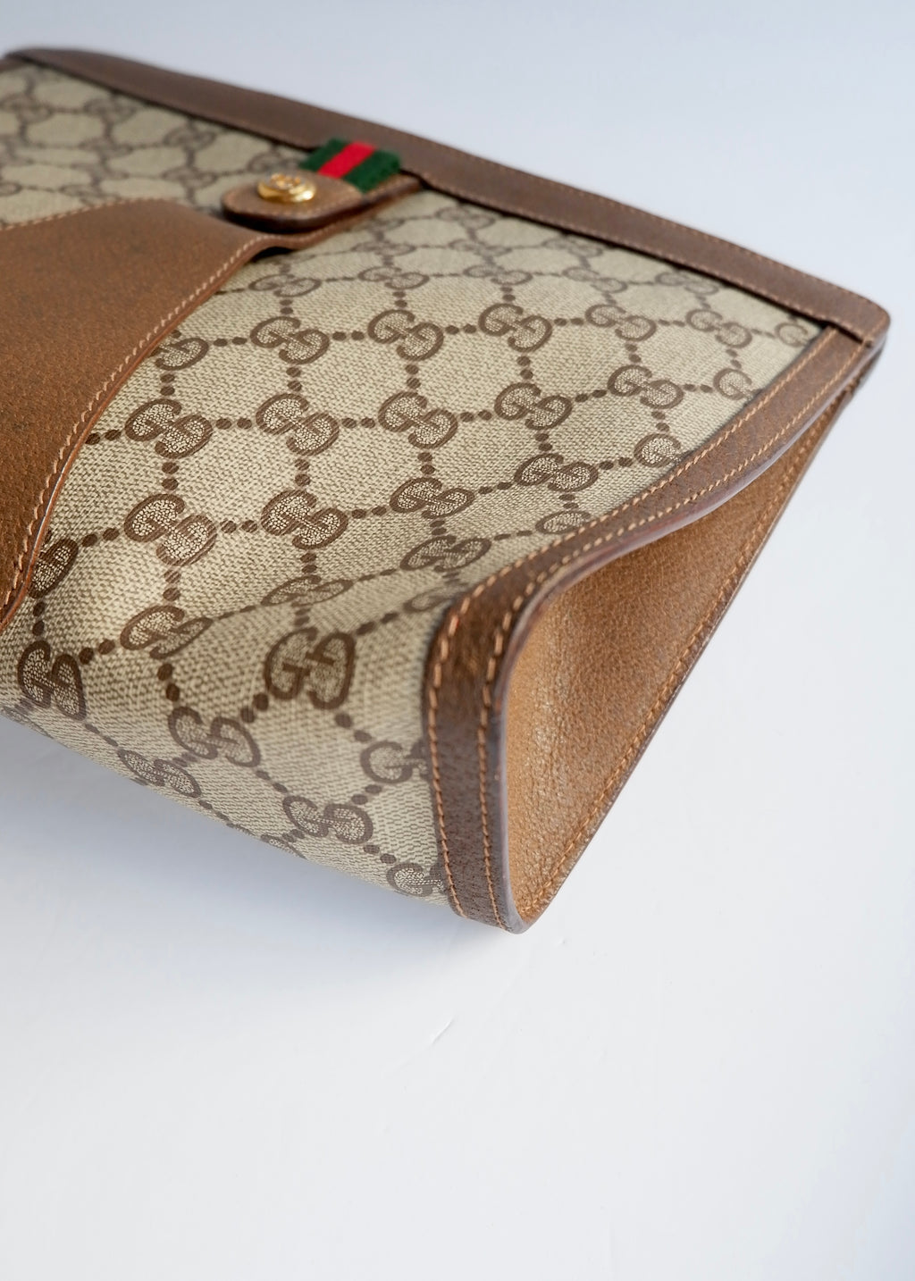 Preowned Vintage Gucci Brown GG Coated Canvas Clutch