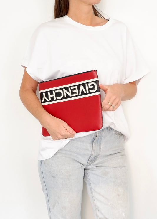 Authentic Preowned Givenchy Red Leather Clutch