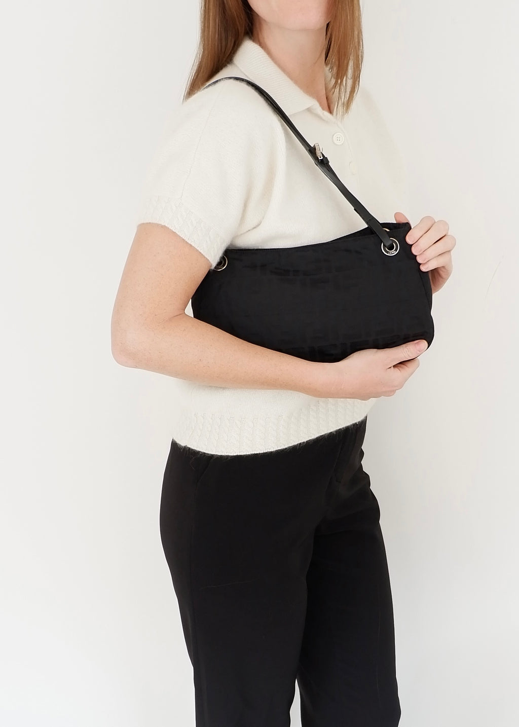 Authentic Preowned Fendi Black Zucca Canvas Shoulder Bag