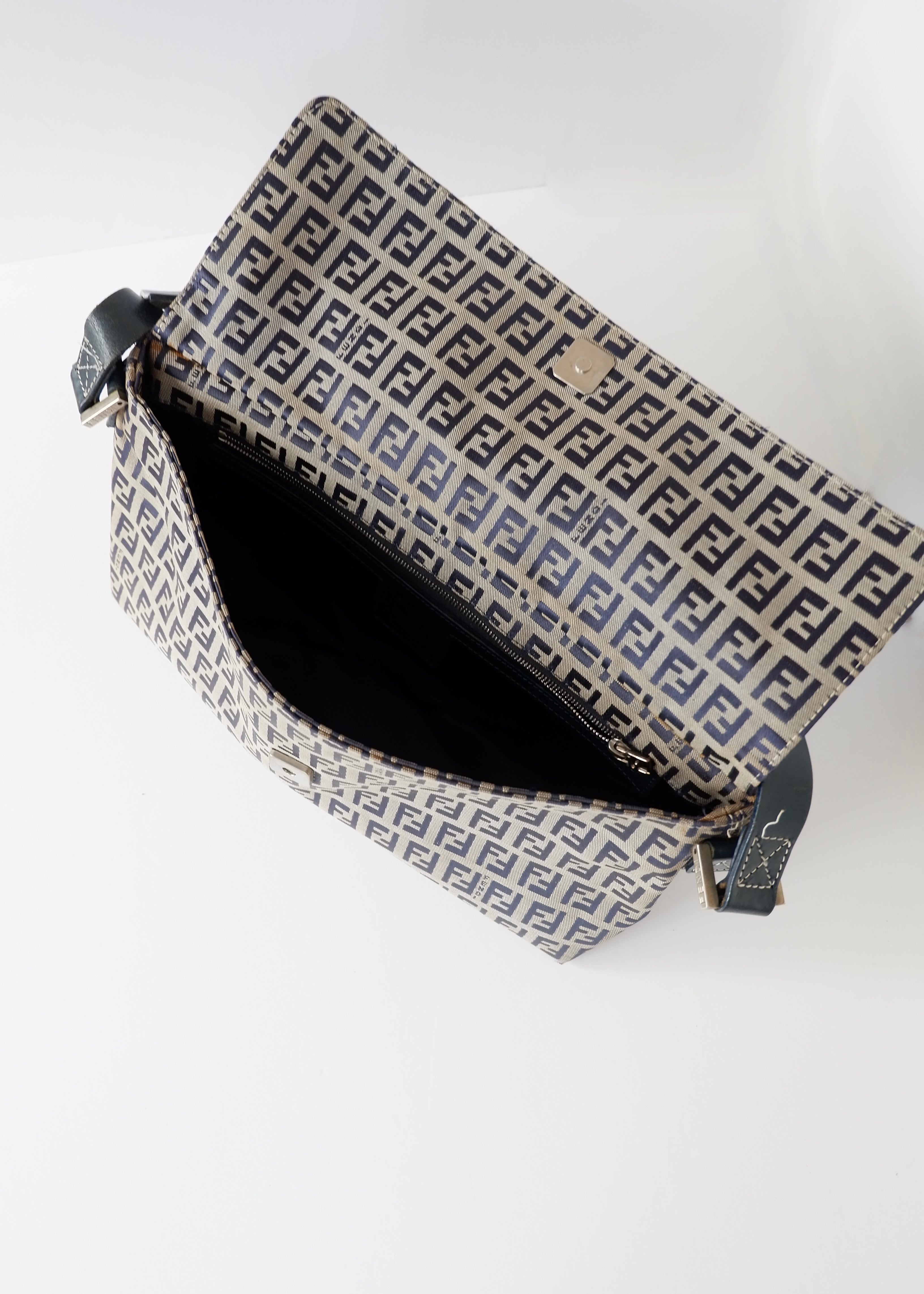 Authentic Preowned Vintage Fendi Navy Blue Zucchino Shoulder Bag