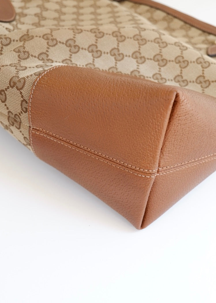 Preowned Gucci Brown GG Canvas Bowler Shoulder Bag