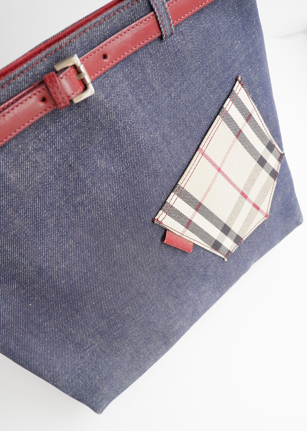 Authentic Preowned Vintage Burberry Novacheck Denim Pocket Tote