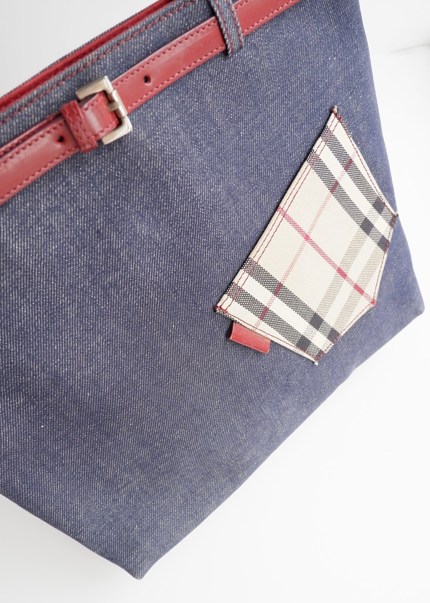 Authentic Preowned Vintage Burberry Novacheck Denim Pocket Tote