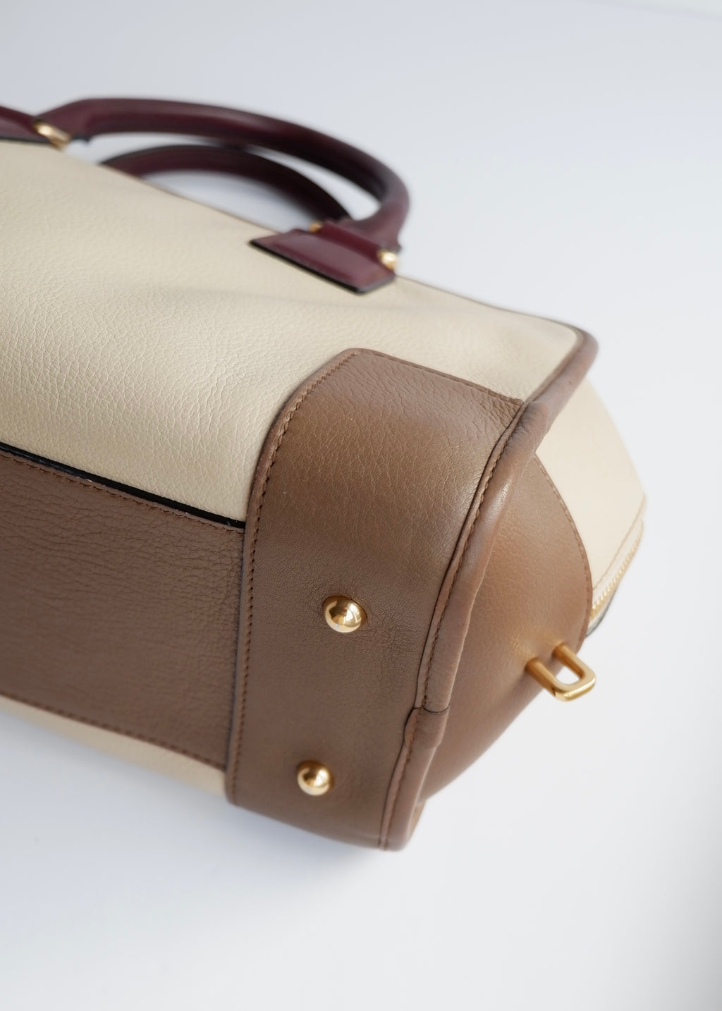 Authentic Preowned Loewe Tricolor (Beige/Brown/Burgundy) Leather Amazona 28 Handbag GHW
