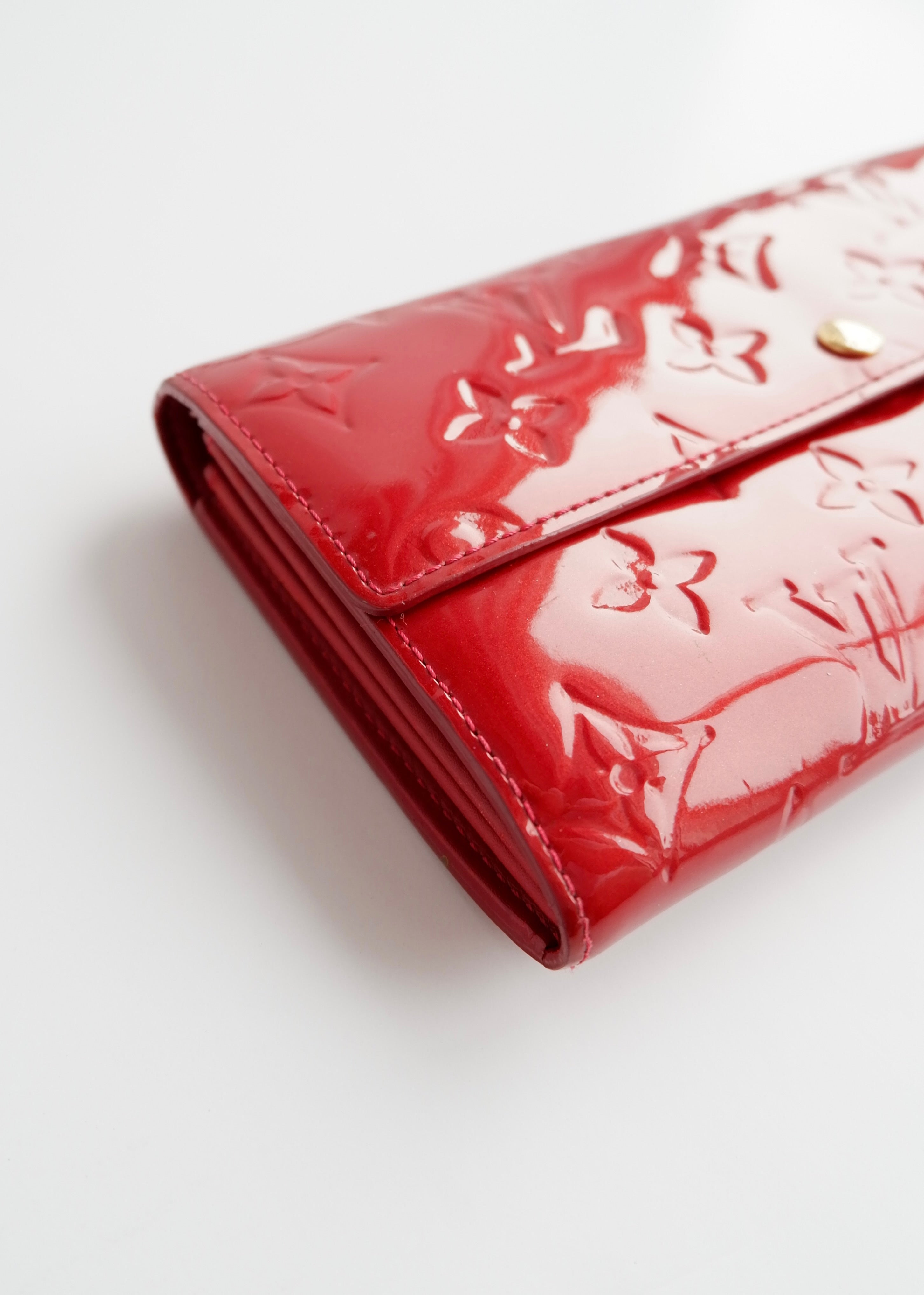 Authentic Preowned Louis Vuitton Red Monogram Vernis Long Sarah Wallet