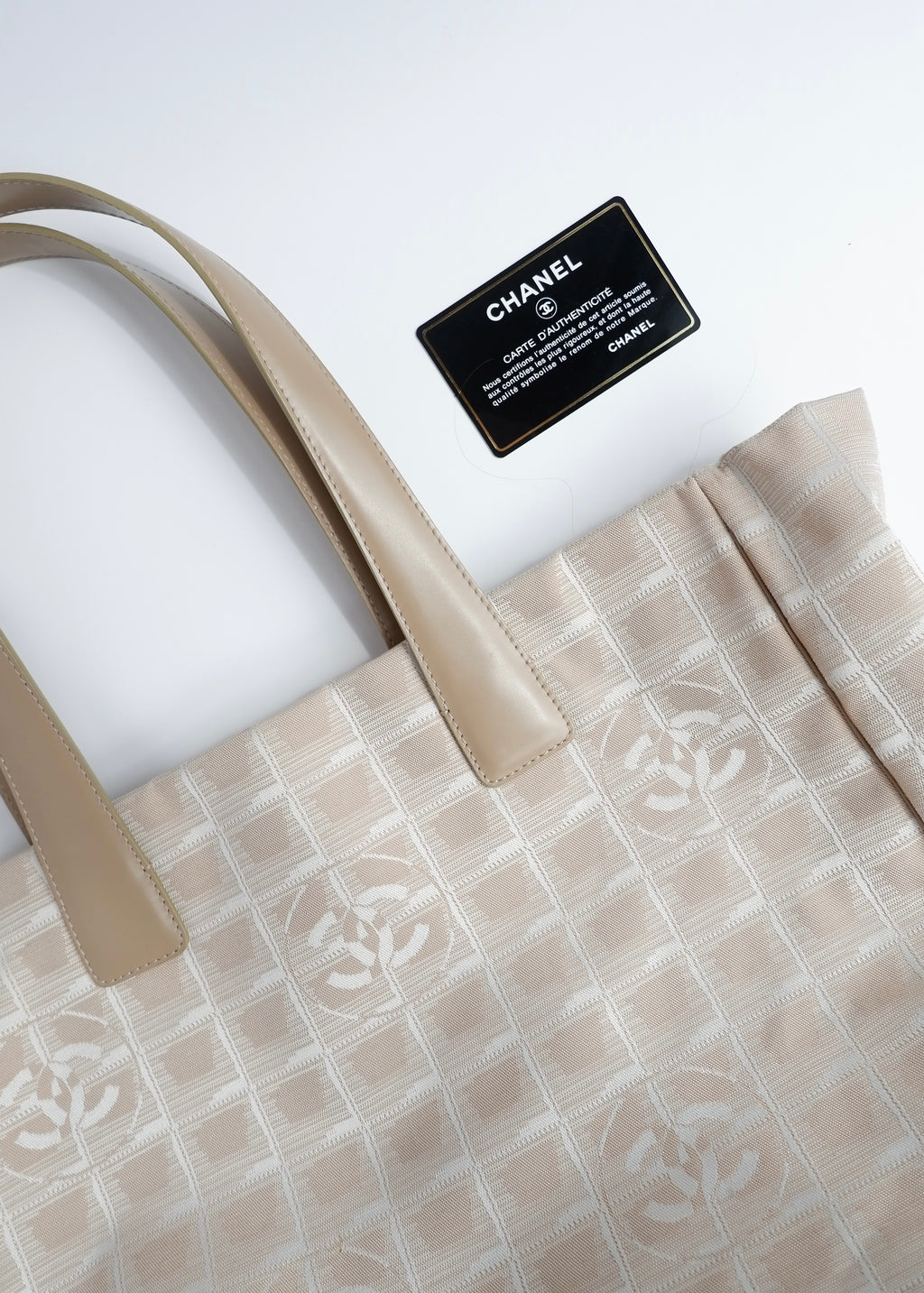 Authentic Preowned Chanel Beige Canvas/ Leather Travel Line Tote Bag
