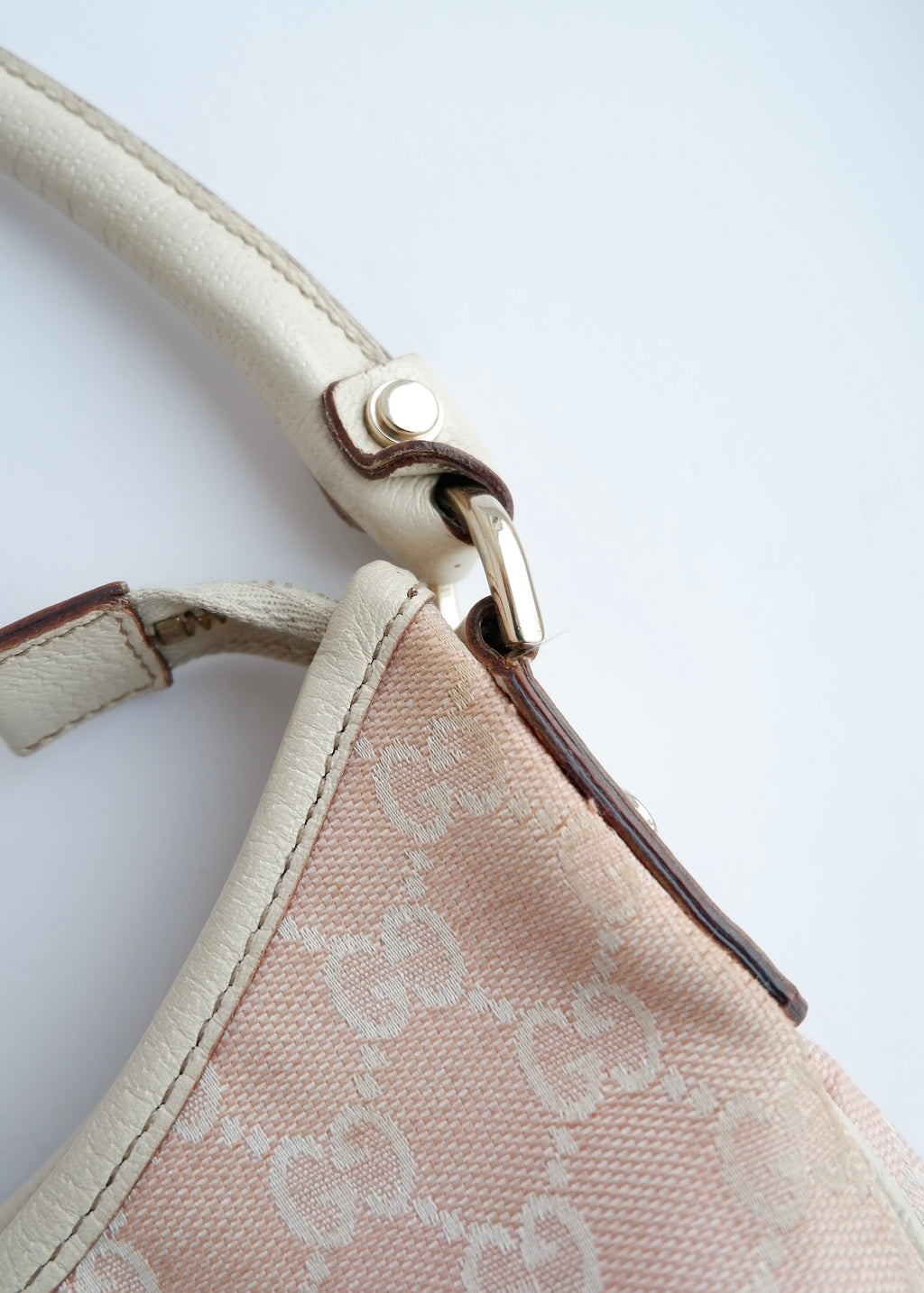 Authentic Preowned Gucci Pink/White GG Canvas Shoulder Bag