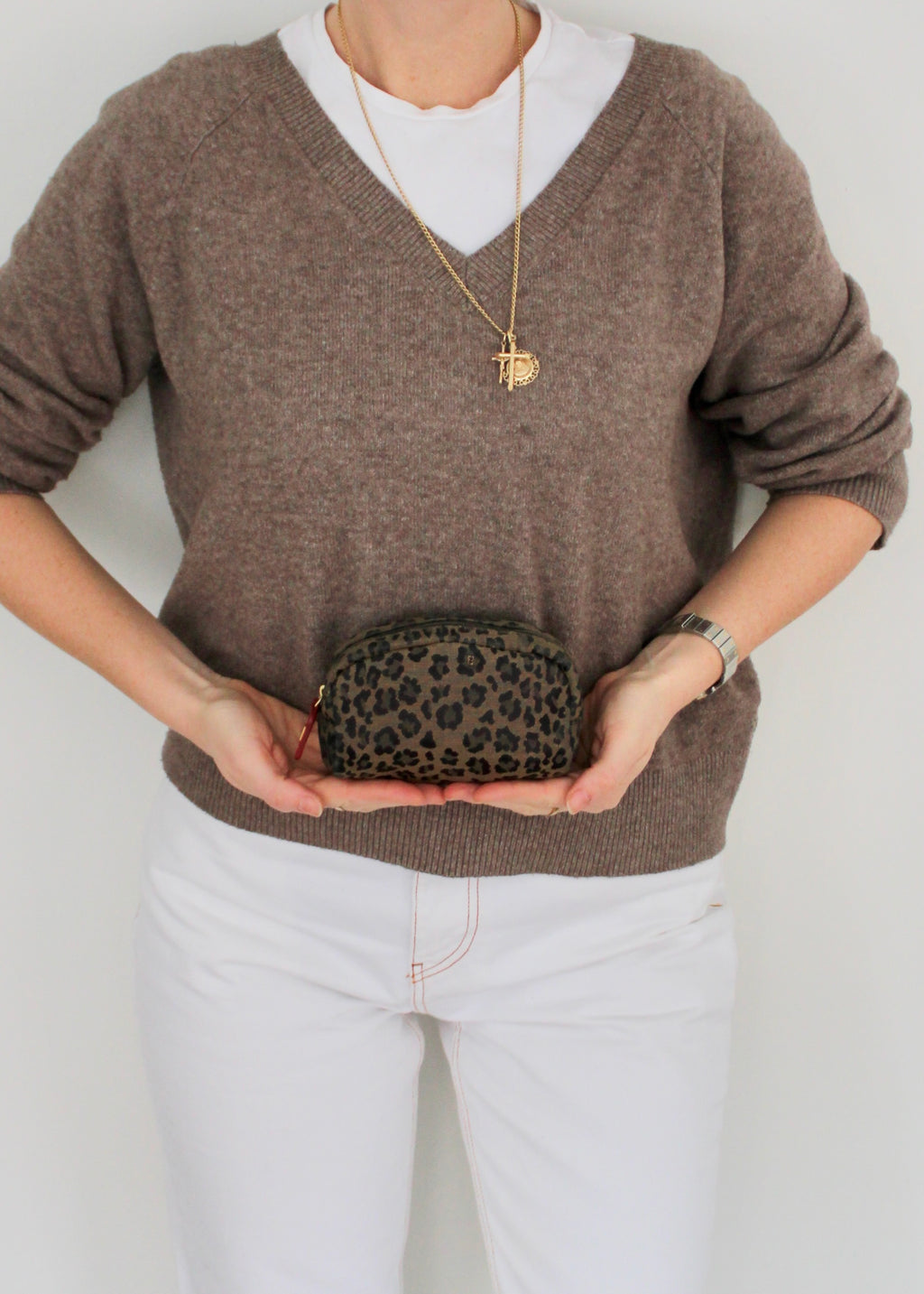 Authentic Preowned Fendi Brown Animal Print Canvas Pouch