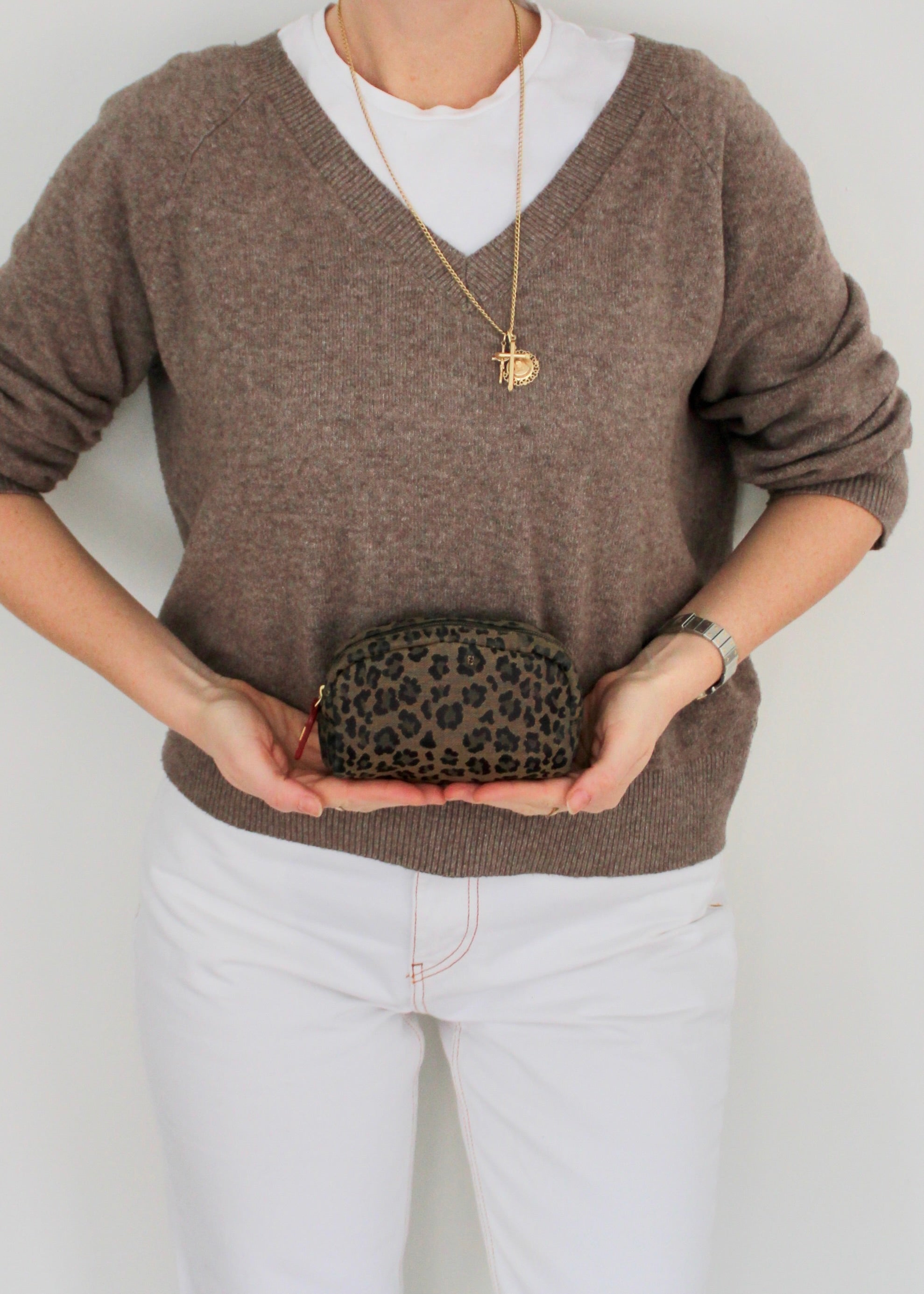 Authentic Preowned Fendi Brown Animal Print Canvas Pouch