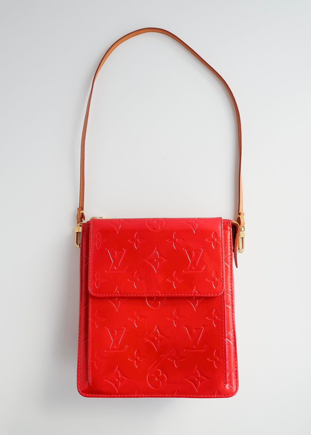 Sac bandoulière Louis Vuitton Monogram Mott Vernis Rouge Authentique d'occasion