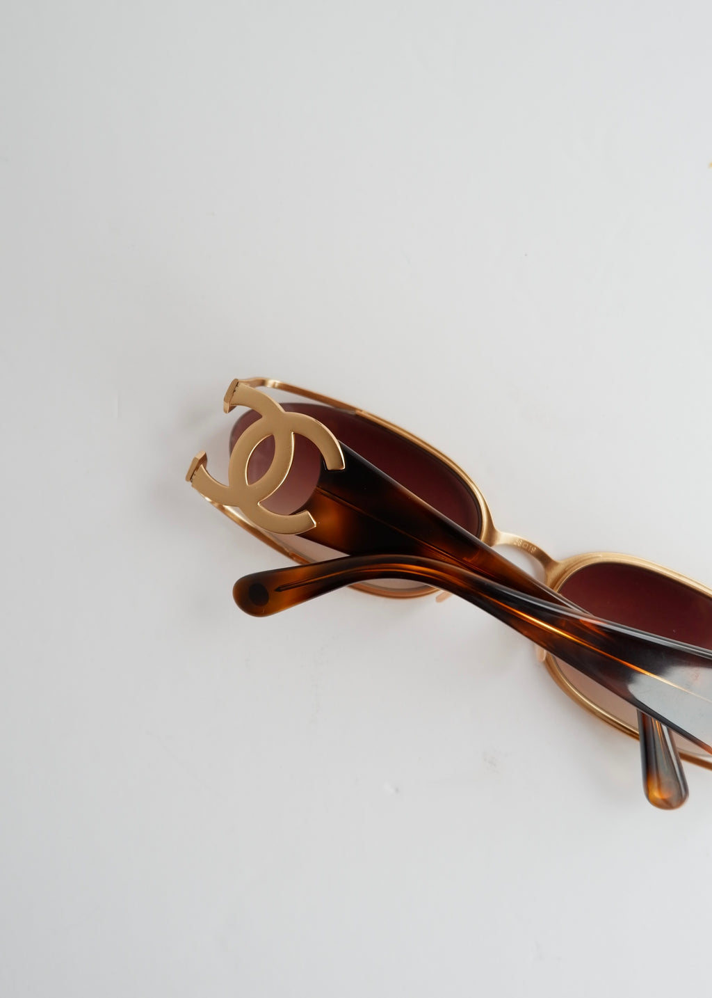 Authentic Preowned Vintage Chanel Brown Tortoise Aviator Style Sunglasses