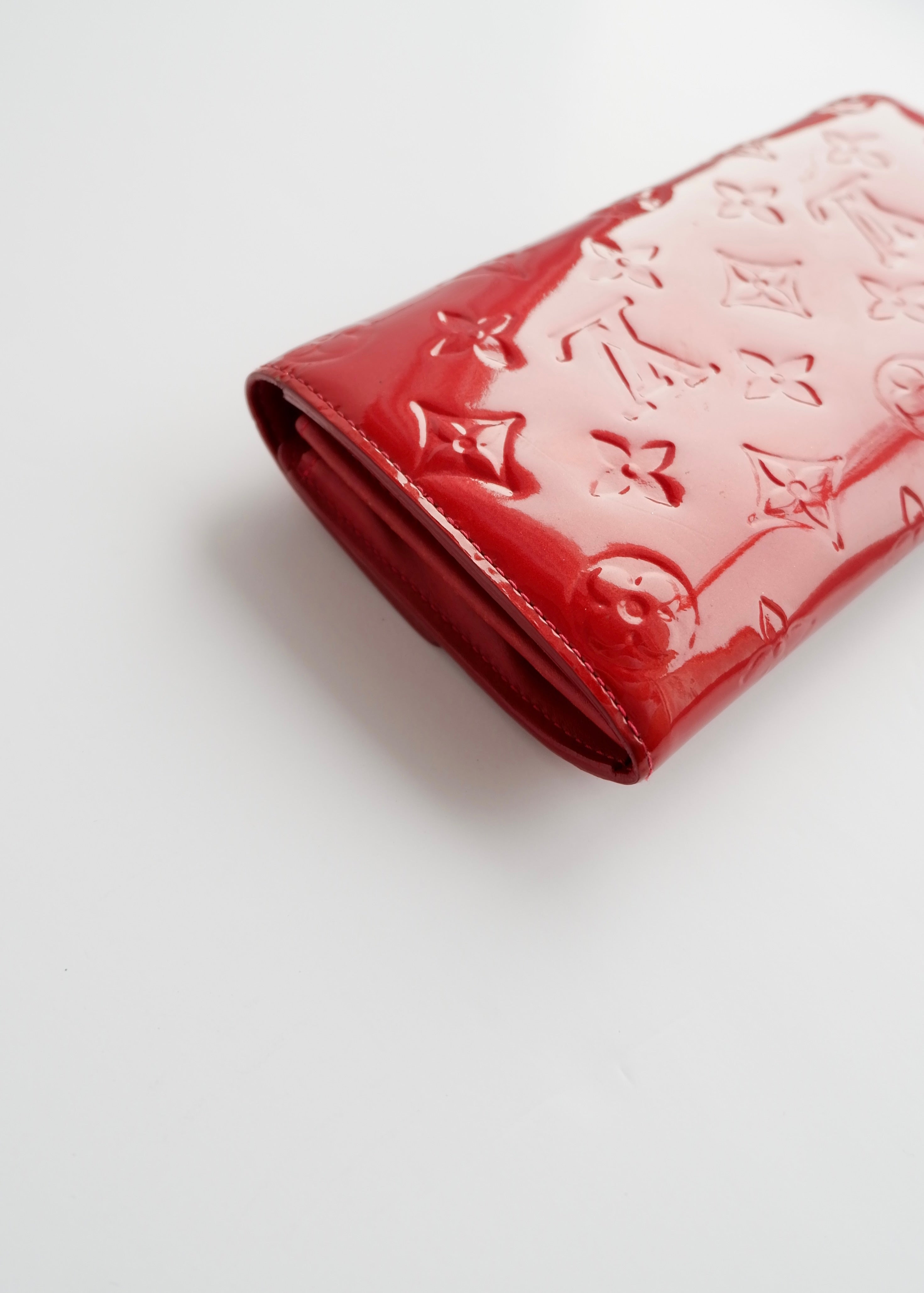 Authentic Preowned Louis Vuitton Red Monogram Vernis Long Sarah Wallet