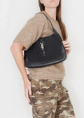 Preowned Gucci Black GG Canvas/ Leather Jackie Shoulder Bag