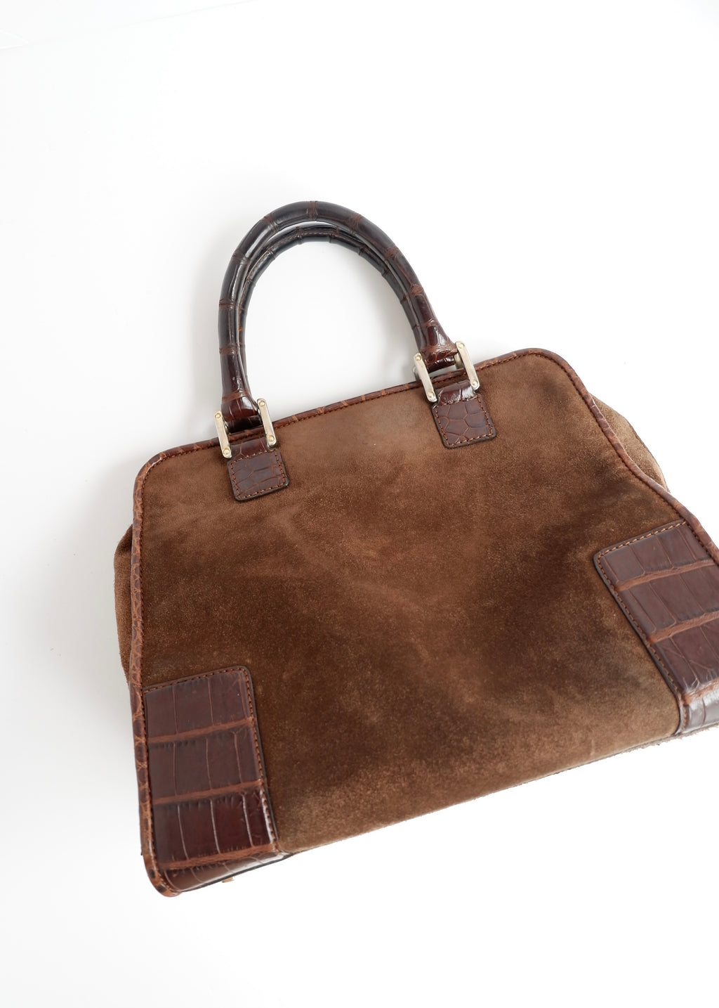 Sac à main Loewe authentique d'occasion en daim marron