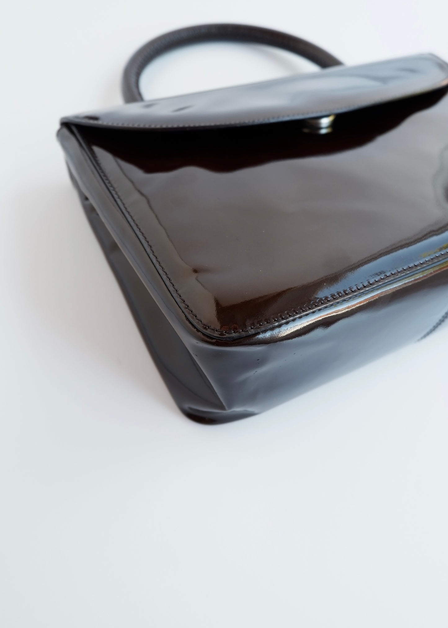 Authentic Preowned Prada Brown Patent Leather Top Handle Bag