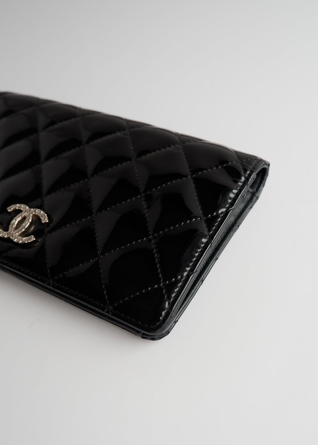 Authentic Preowned Chanel Black Patent Leather Long Wallet