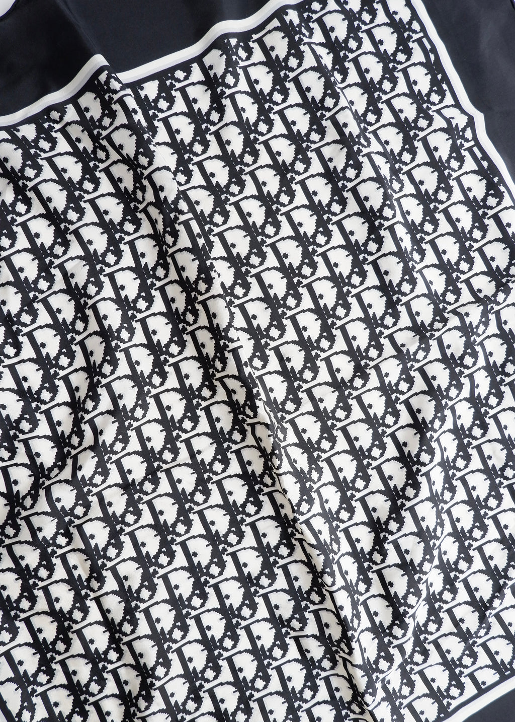 Authentic Preowned Vintage Dior Black/White Trotter Silk Scarf