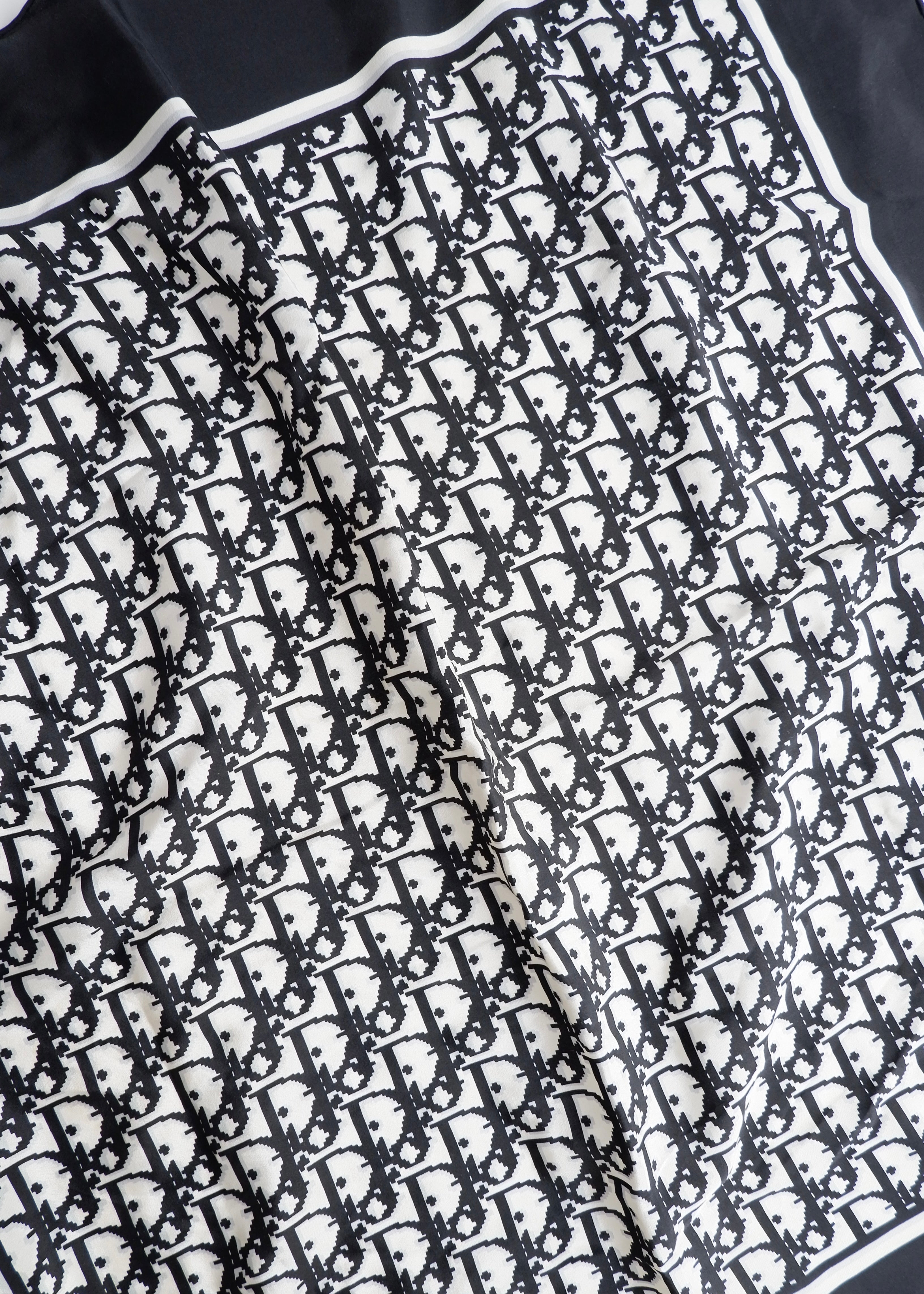 Authentic Preowned Vintage Dior Black/White Trotter Silk Scarf