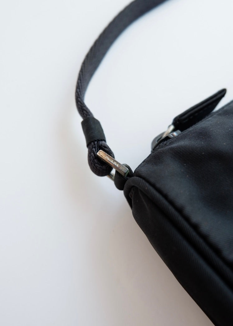 Preowned Prada Black Nylon Pochette Shoulder Bag