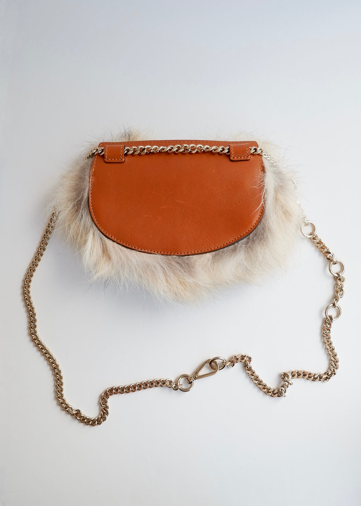 Preowned Chloé Brown Leather/ Fur Georgia Belt Bag