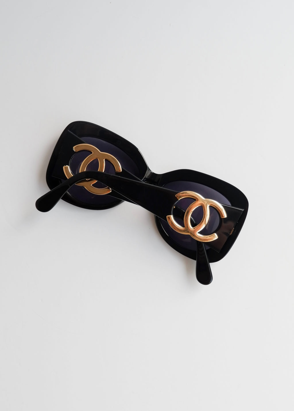 Preowned Chanel Black Acetate Oversized Square Frame Sunglasses