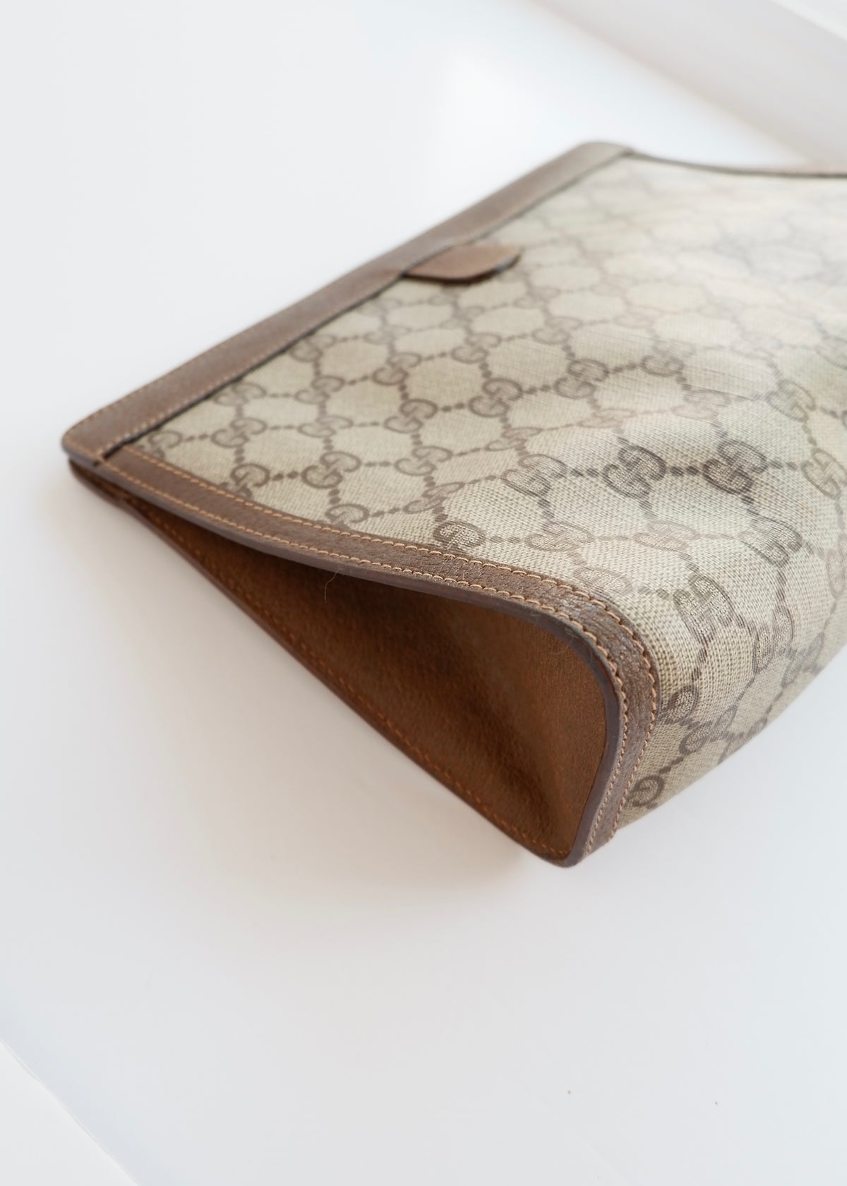 Preowned Vintage Gucci Brown GG Coated Canvas Clutch