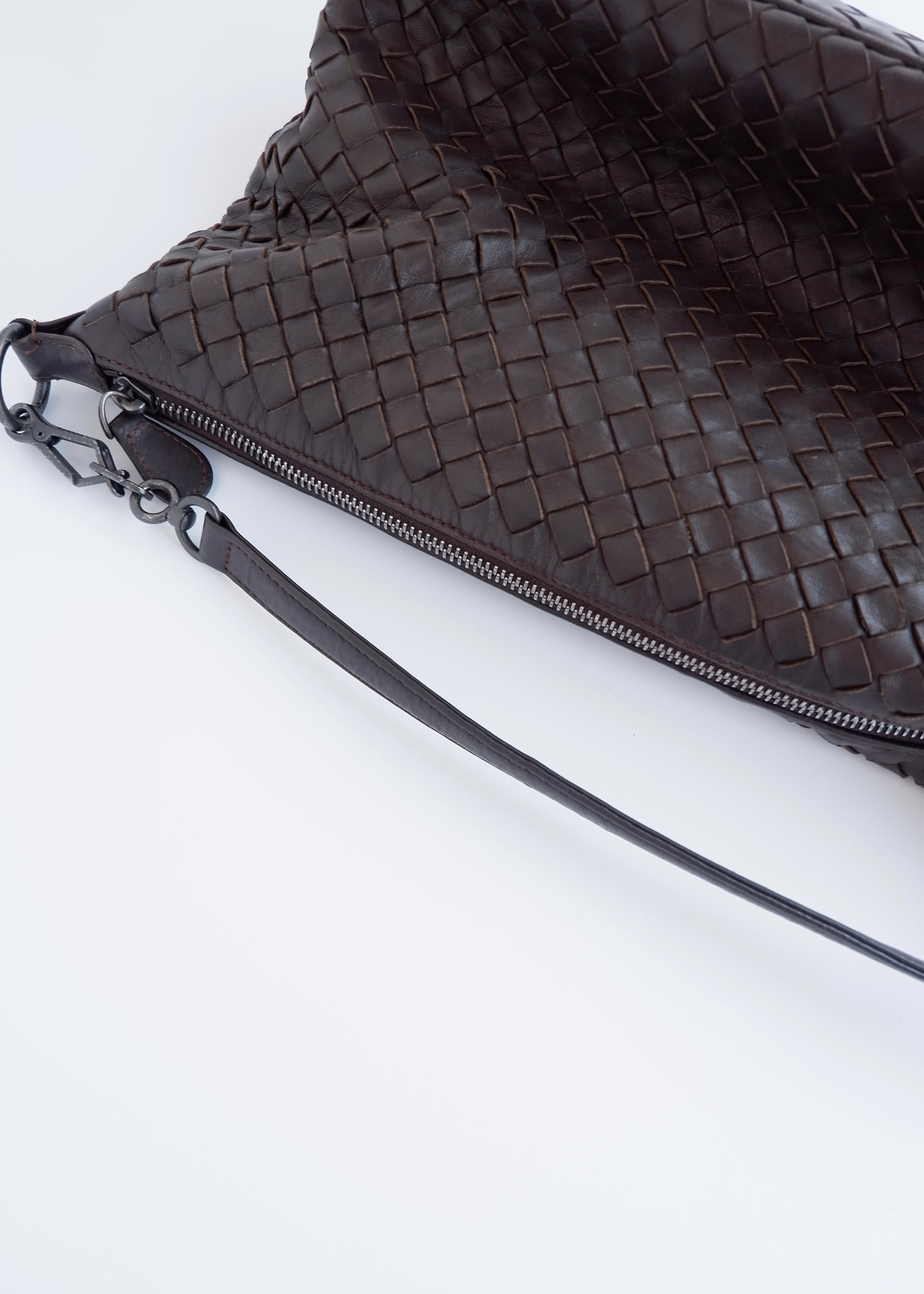 Sac porté épaule Bottega Veneta d'occasion en cuir marron authentique
